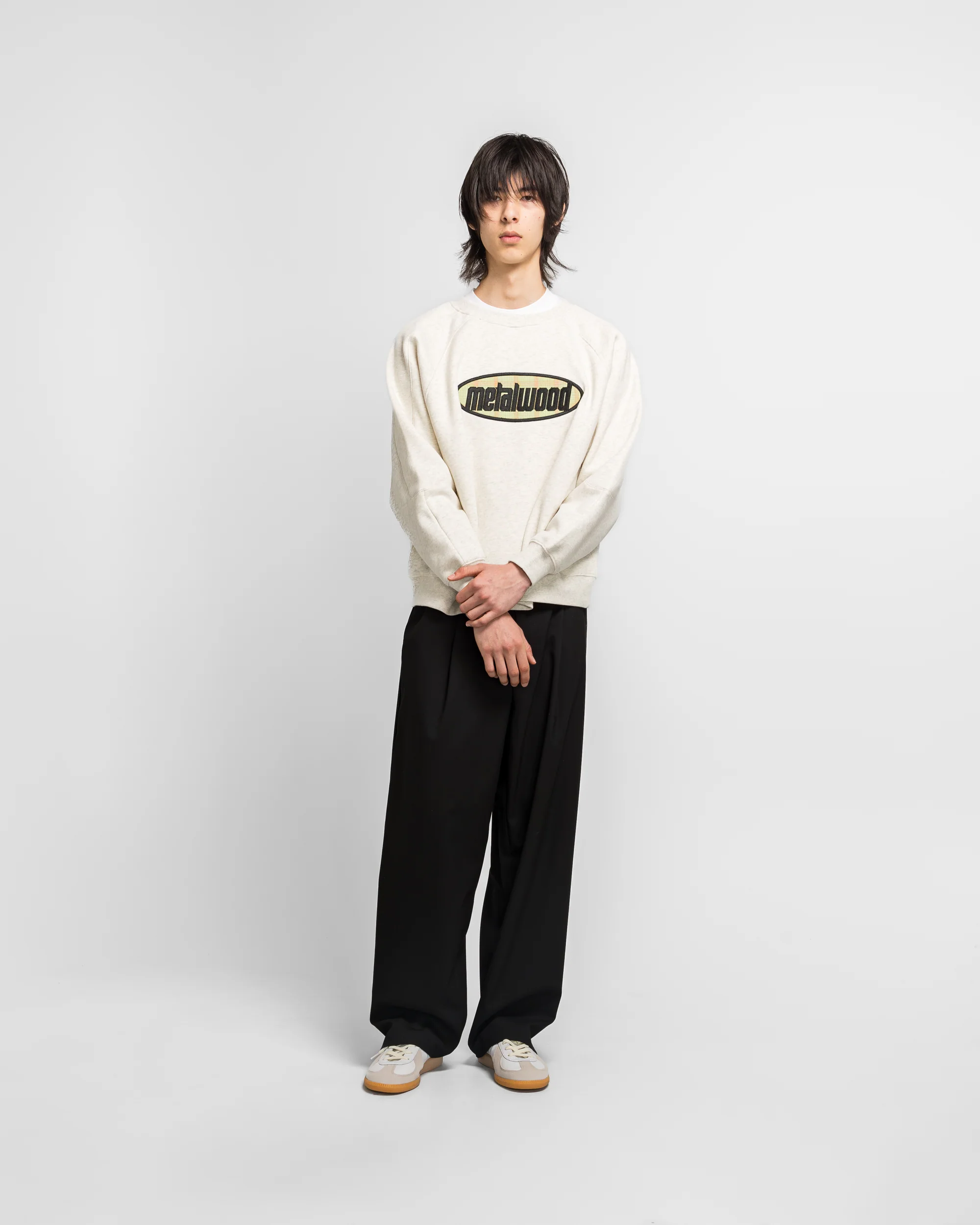 Plaid Oval Logo Raglan Crewneck Sweatshirt - Heather Grey - Image 5