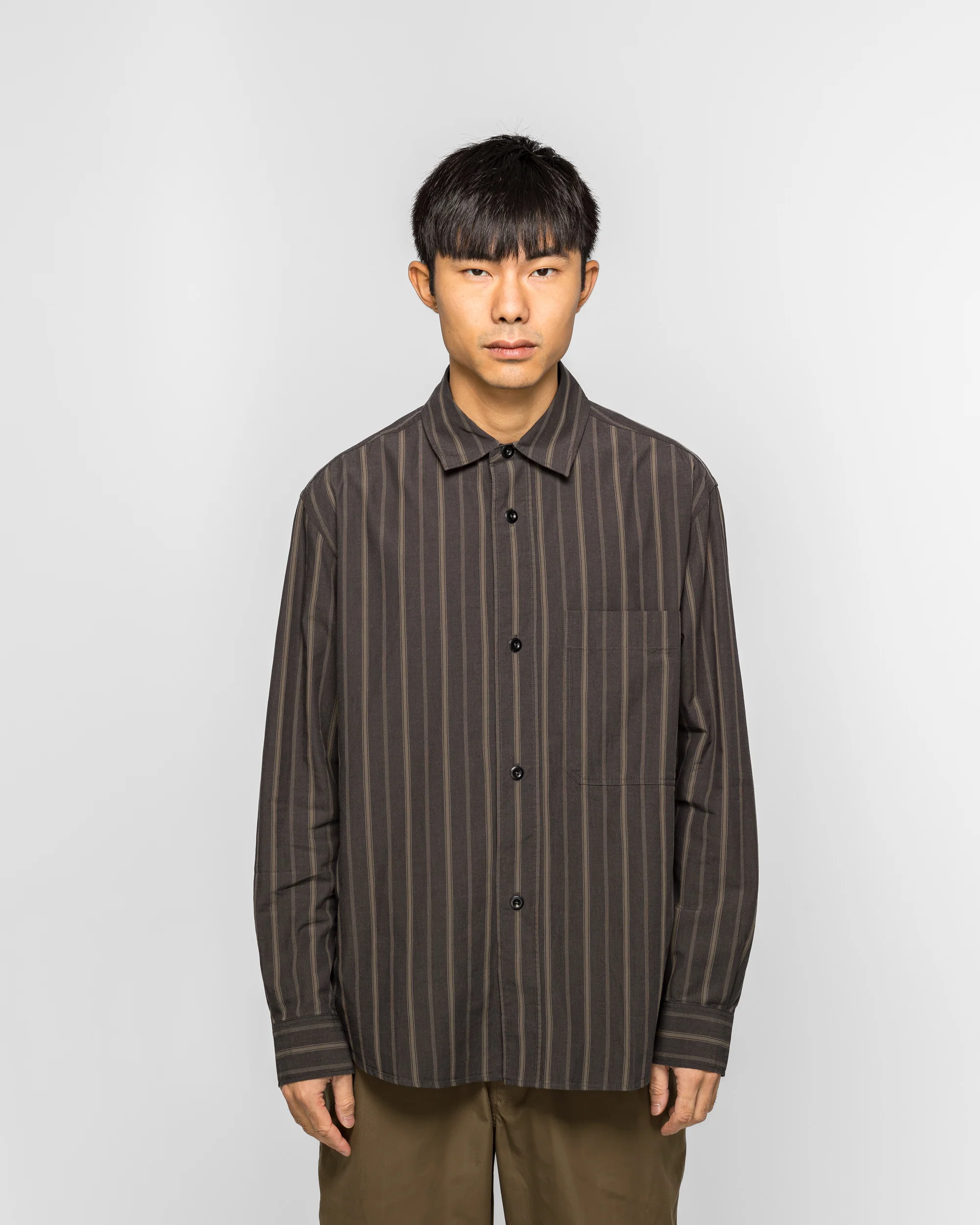 Basic Shirt - Cotton Off Black/Khaki Bold Stripe - Image 2