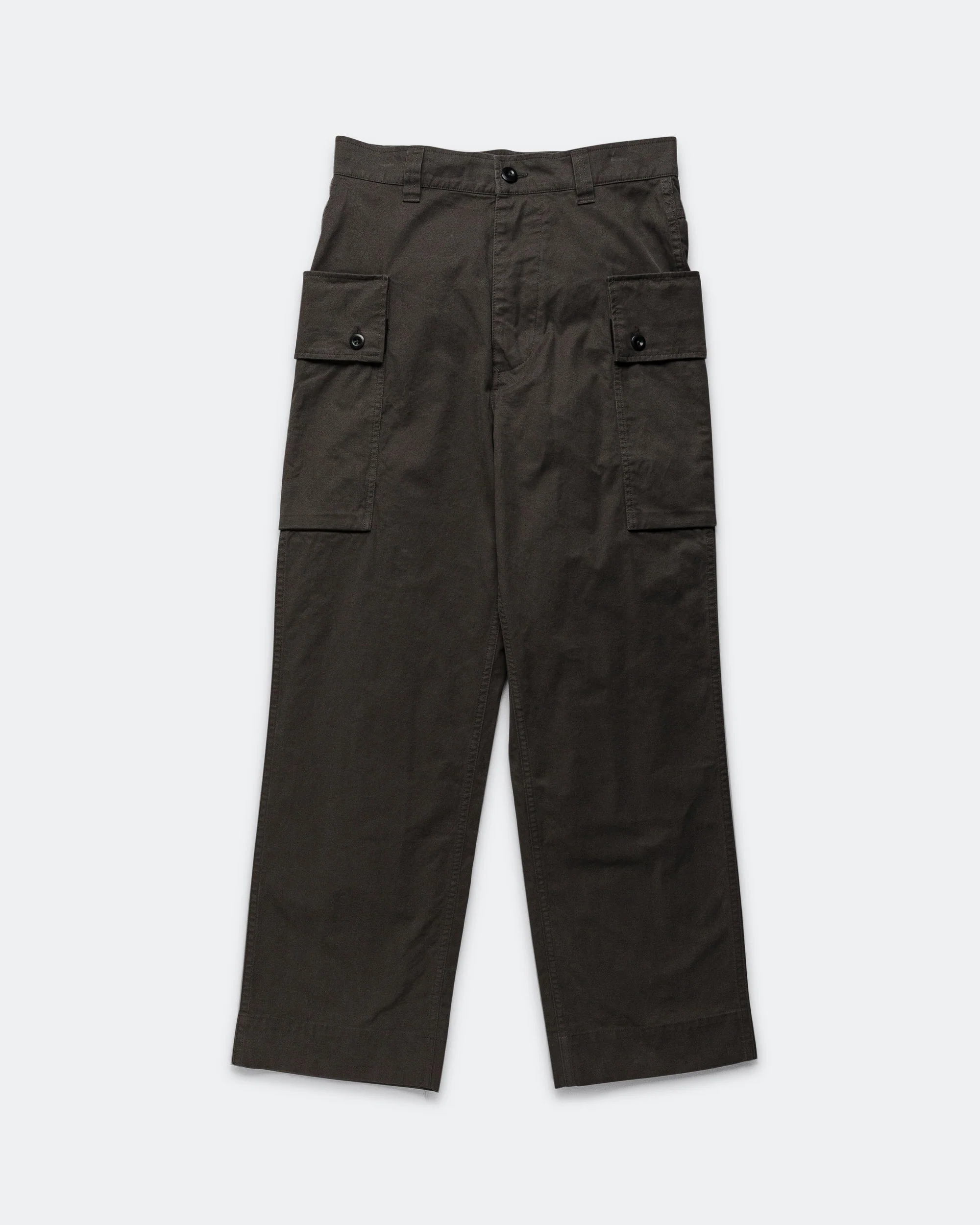 Cargo Pocket Trousers - Ebony Plain Cotton Drill