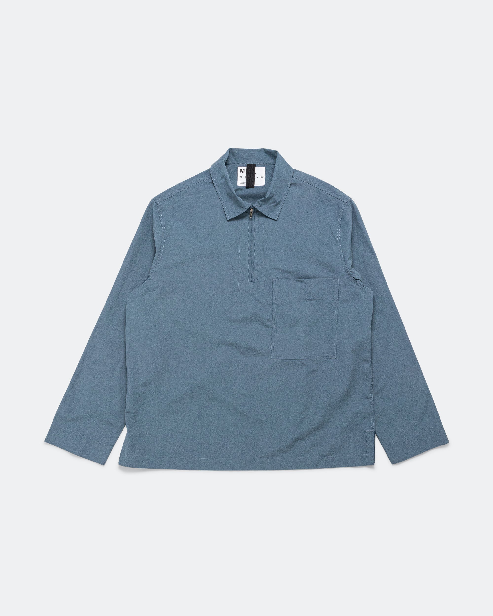 LS Half Zip Shirt - Blue Sanded Cotton Poplin Uniform