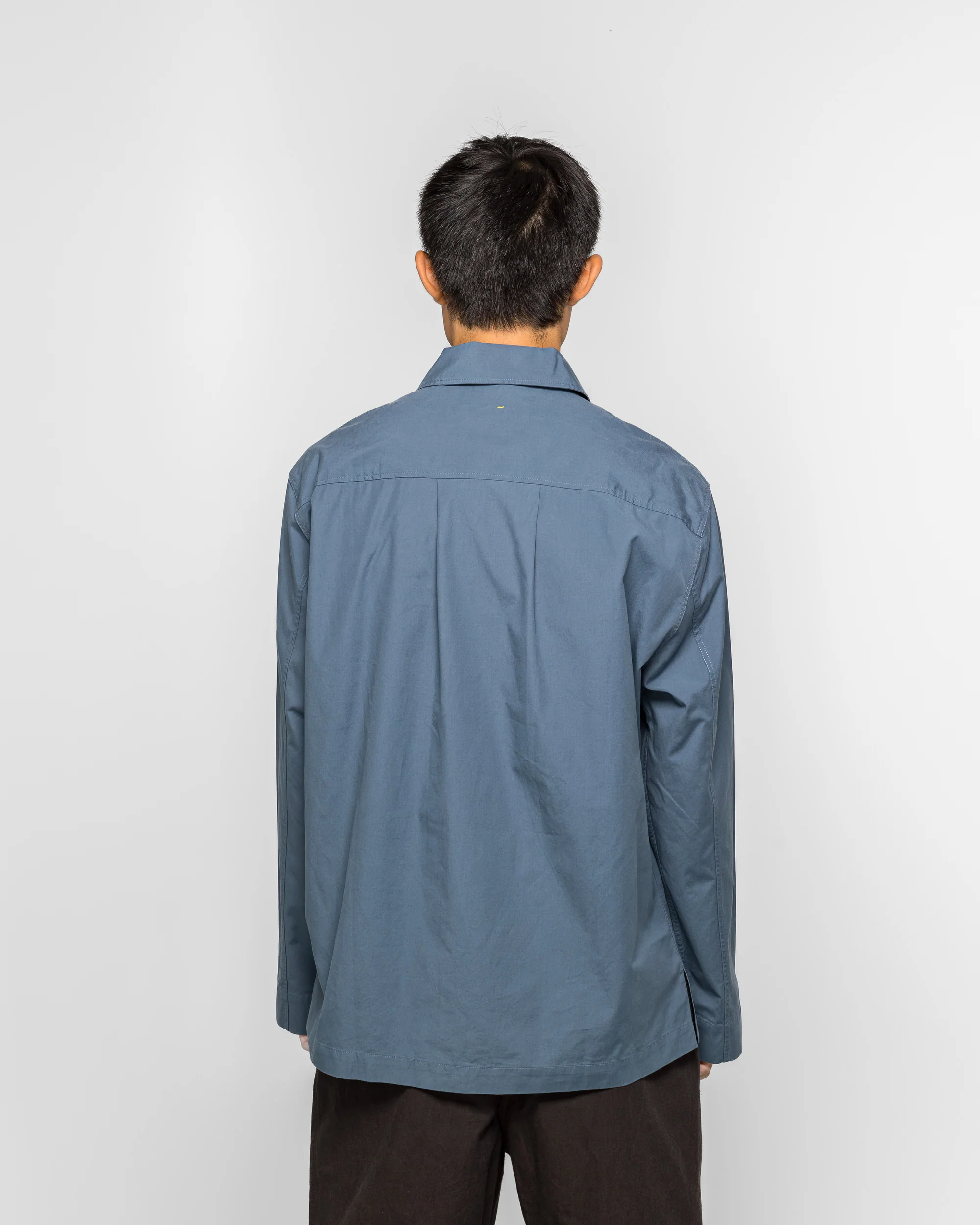 LS Half Zip Shirt - Blue Sanded Cotton Poplin Uniform - Image 4