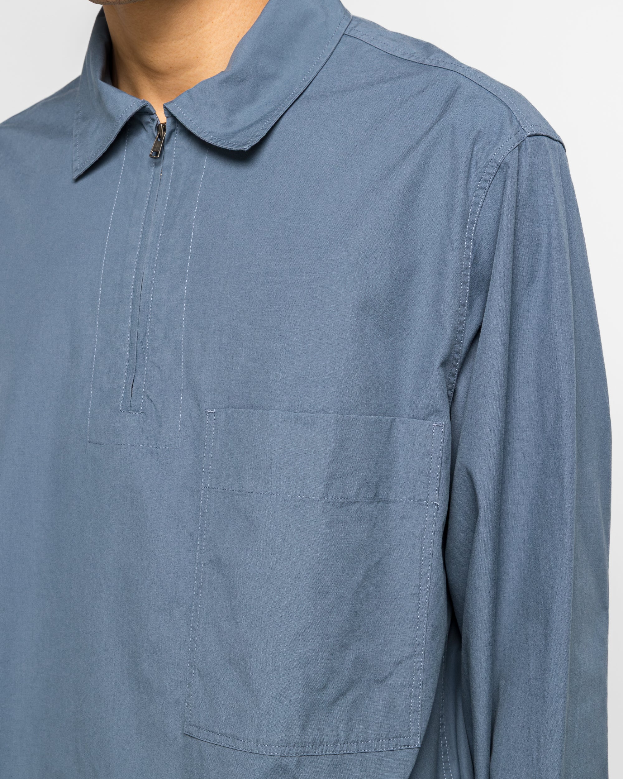 LS Half Zip Shirt - Blue Sanded Cotton Poplin Uniform - Image 5