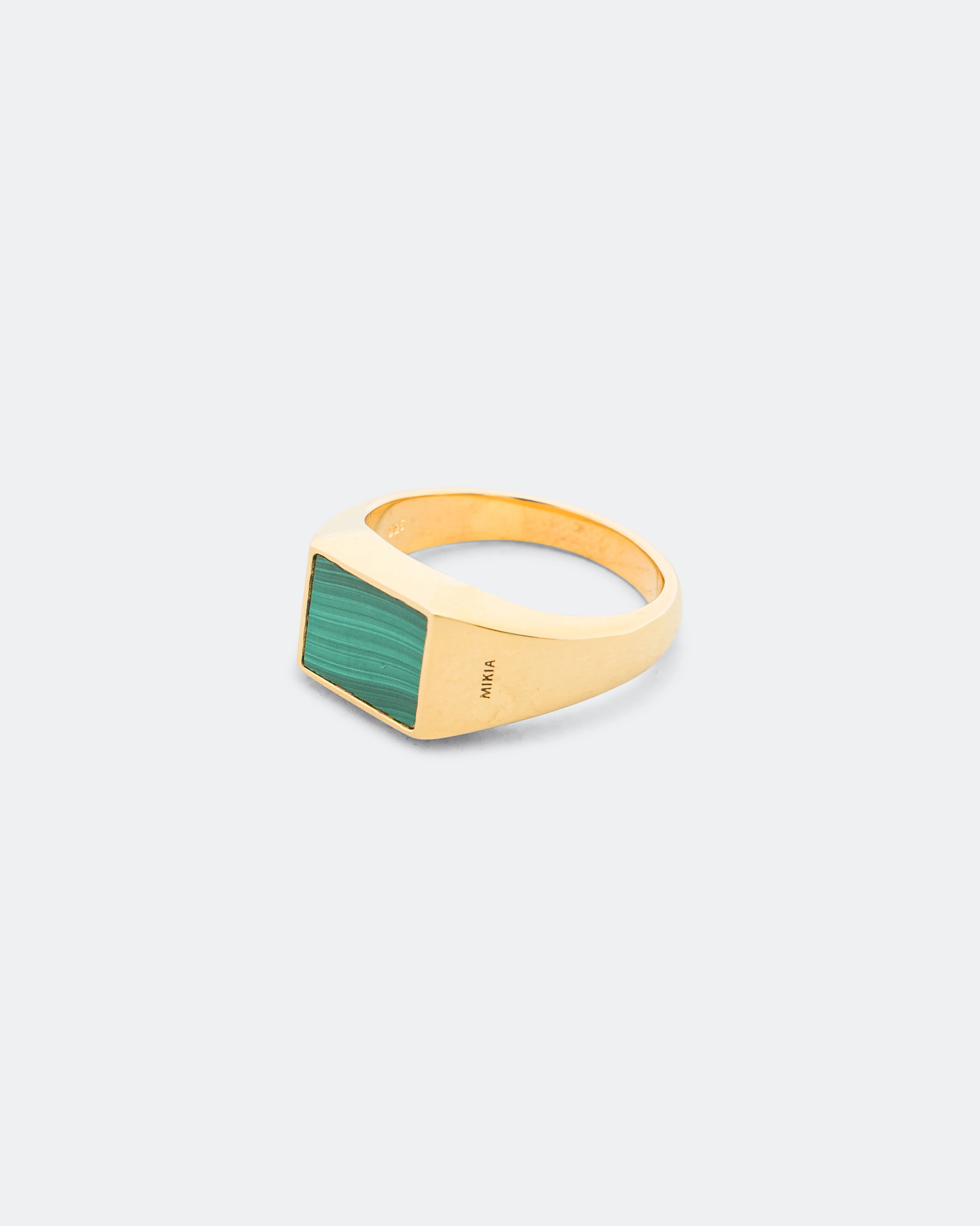 Rectangle Ring - Malachite/Gold Plated 925 Silver - Image 2