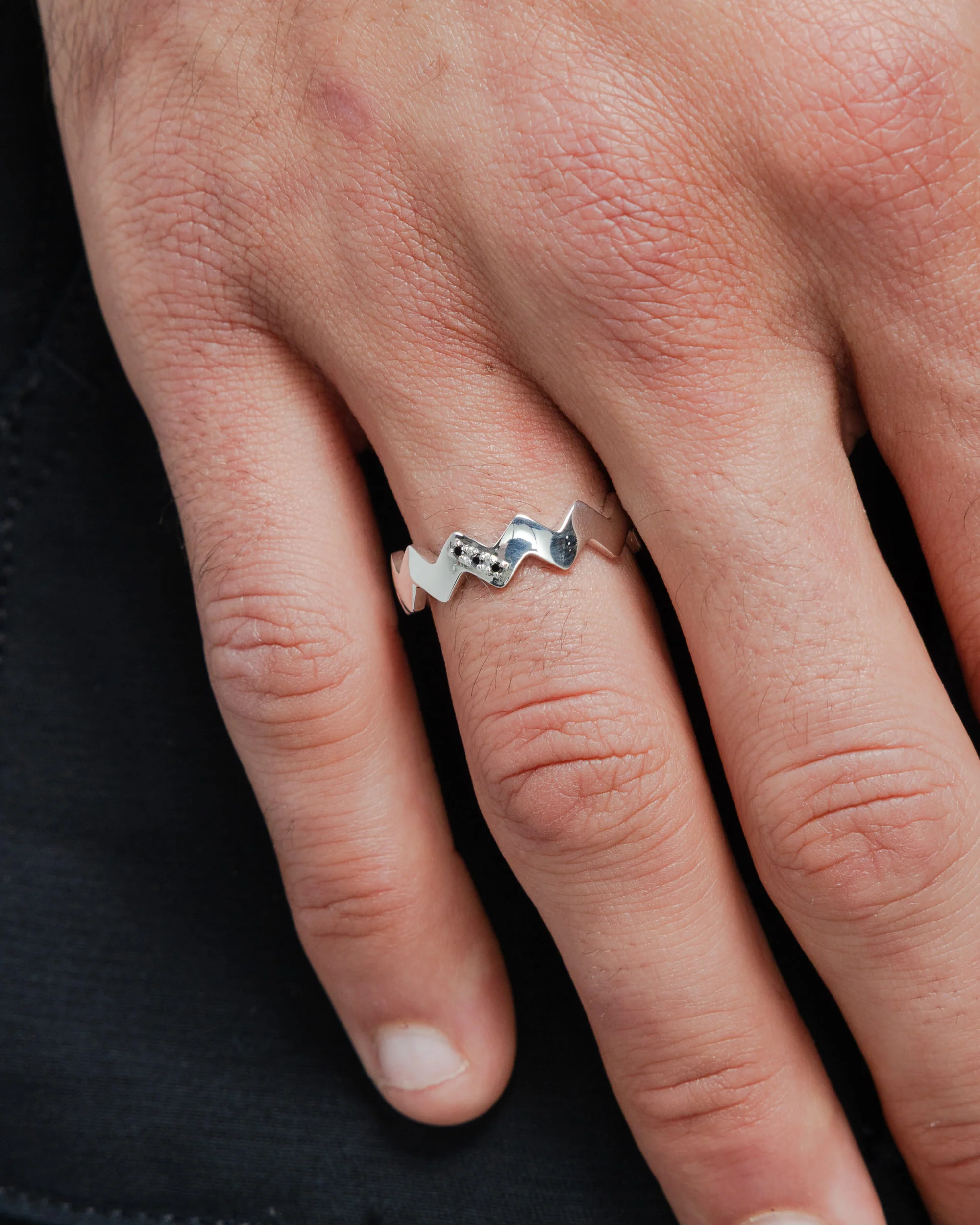 Snake Ring - Silver/Black Diamond - Image 2