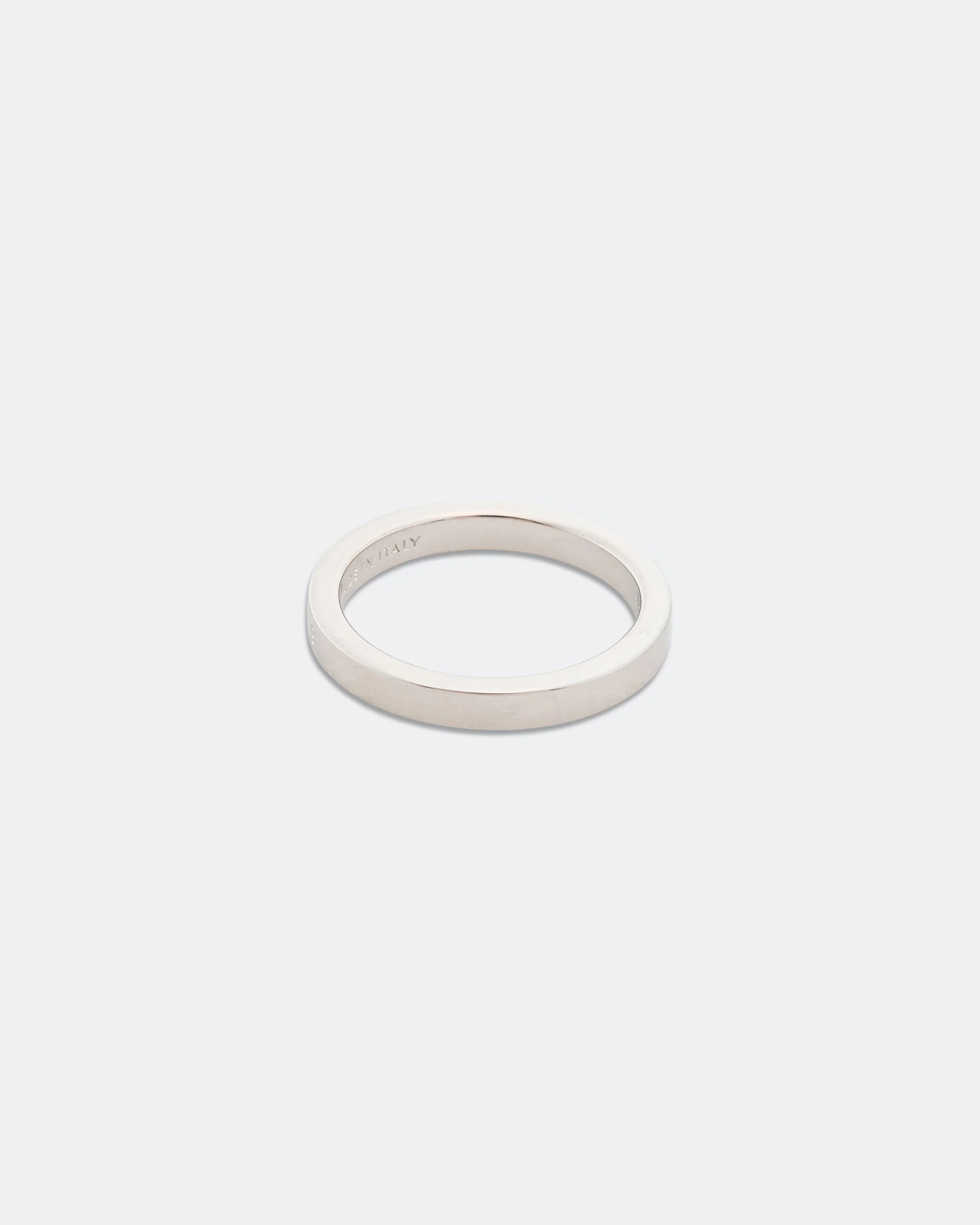 Minimal Logo 3mm Ring - Silver Toned Brass - Image 4