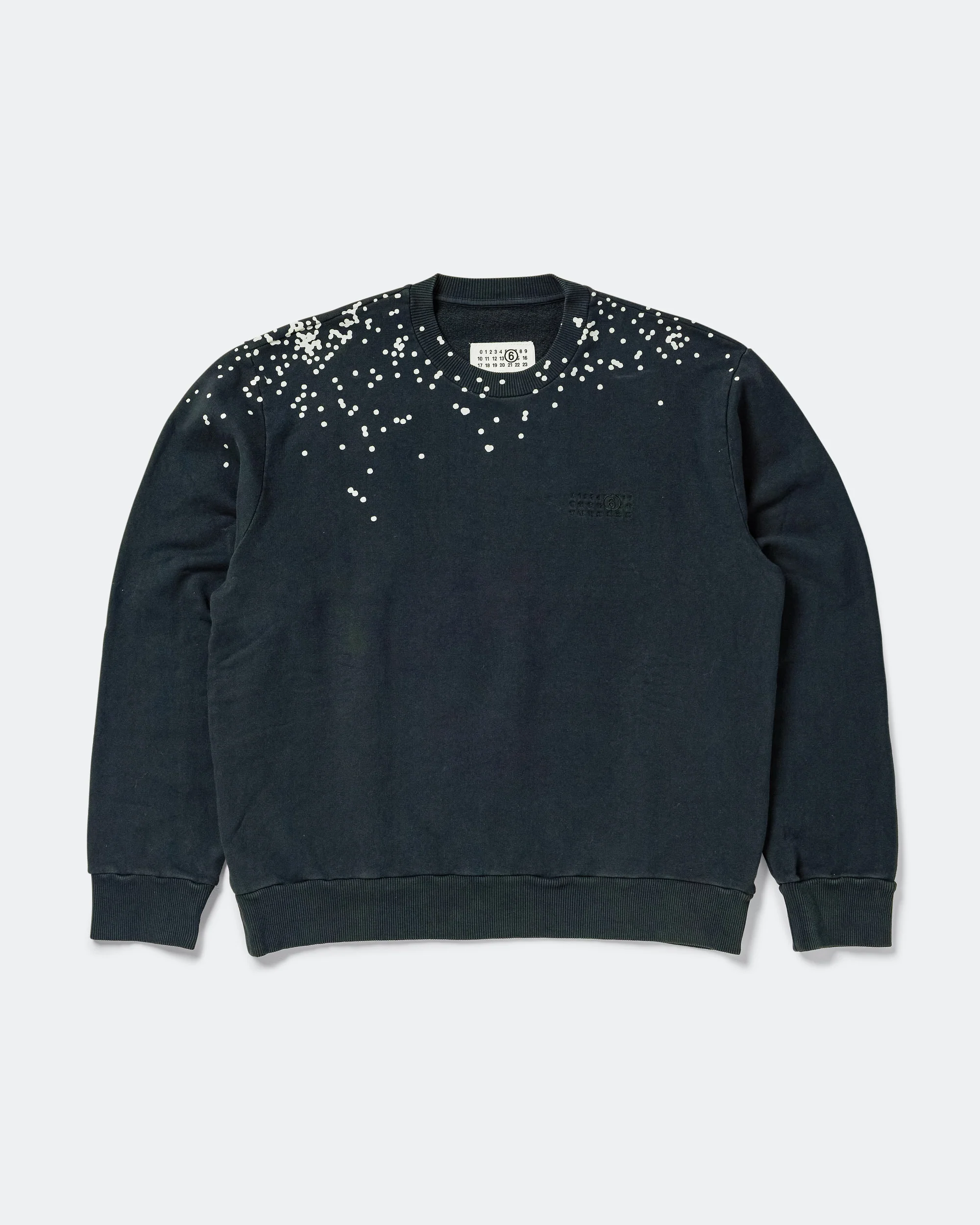 Cotton Crewneck Sweater - Washed Black Splatter
