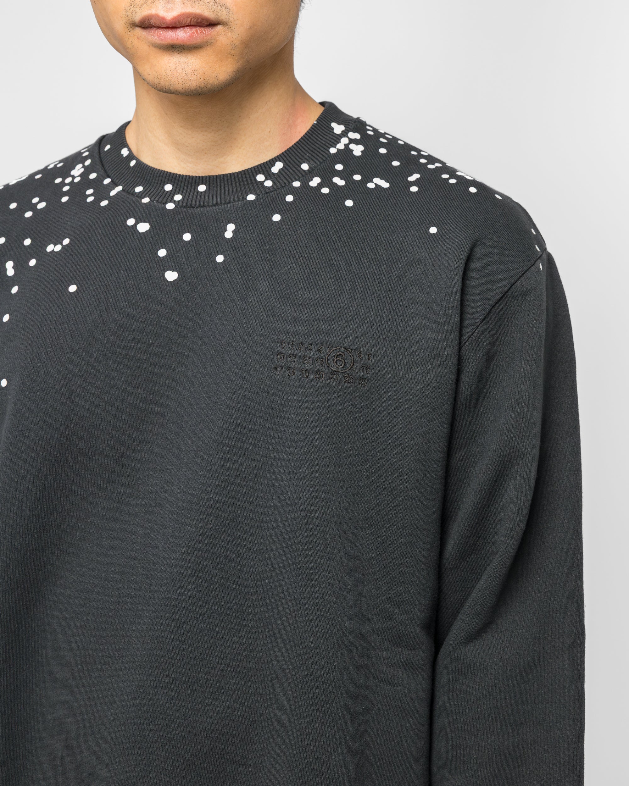 Cotton Crewneck Sweater - Washed Black Splatter - Image 5