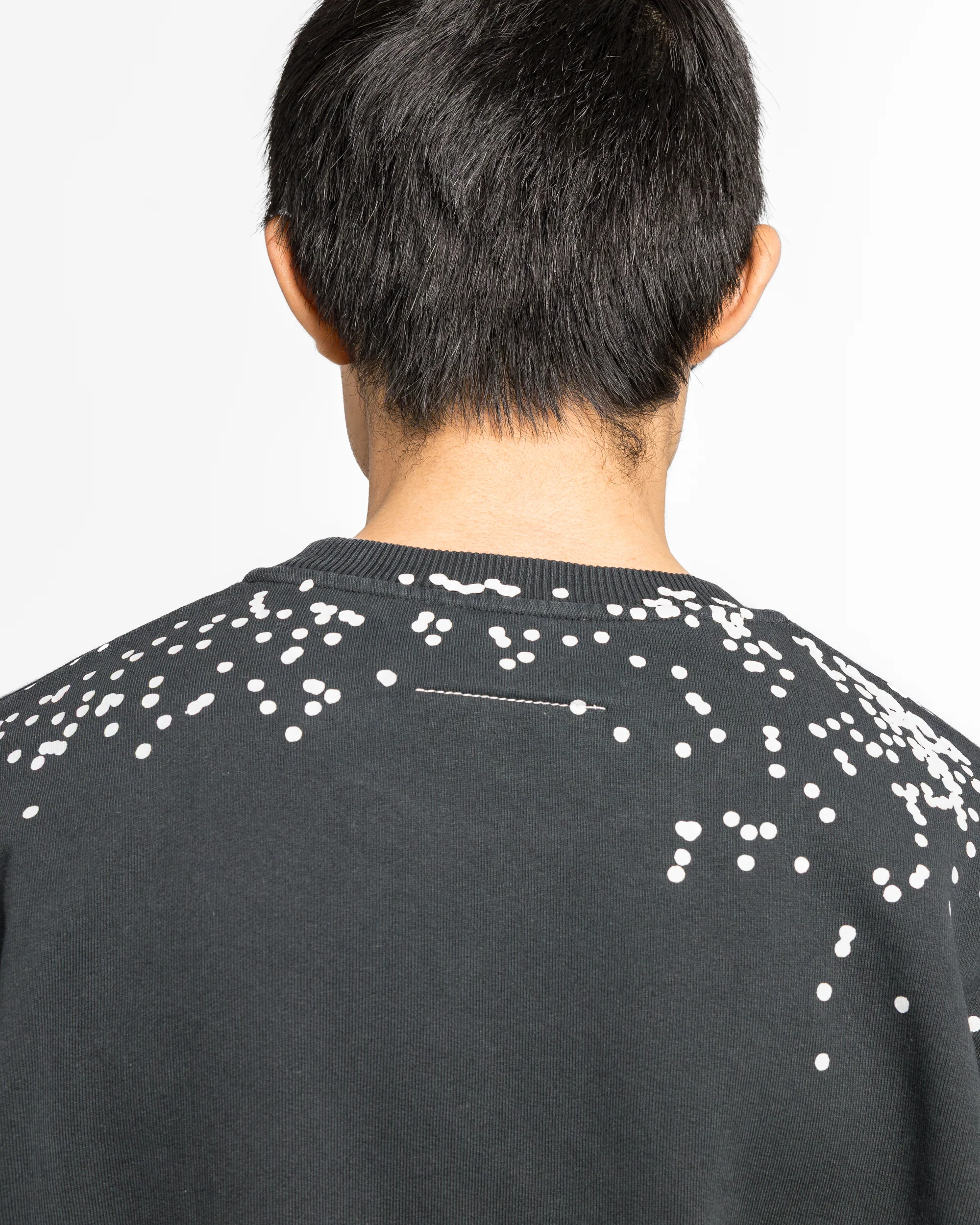 Cotton Crewneck Sweater - Washed Black Splatter - Image 6