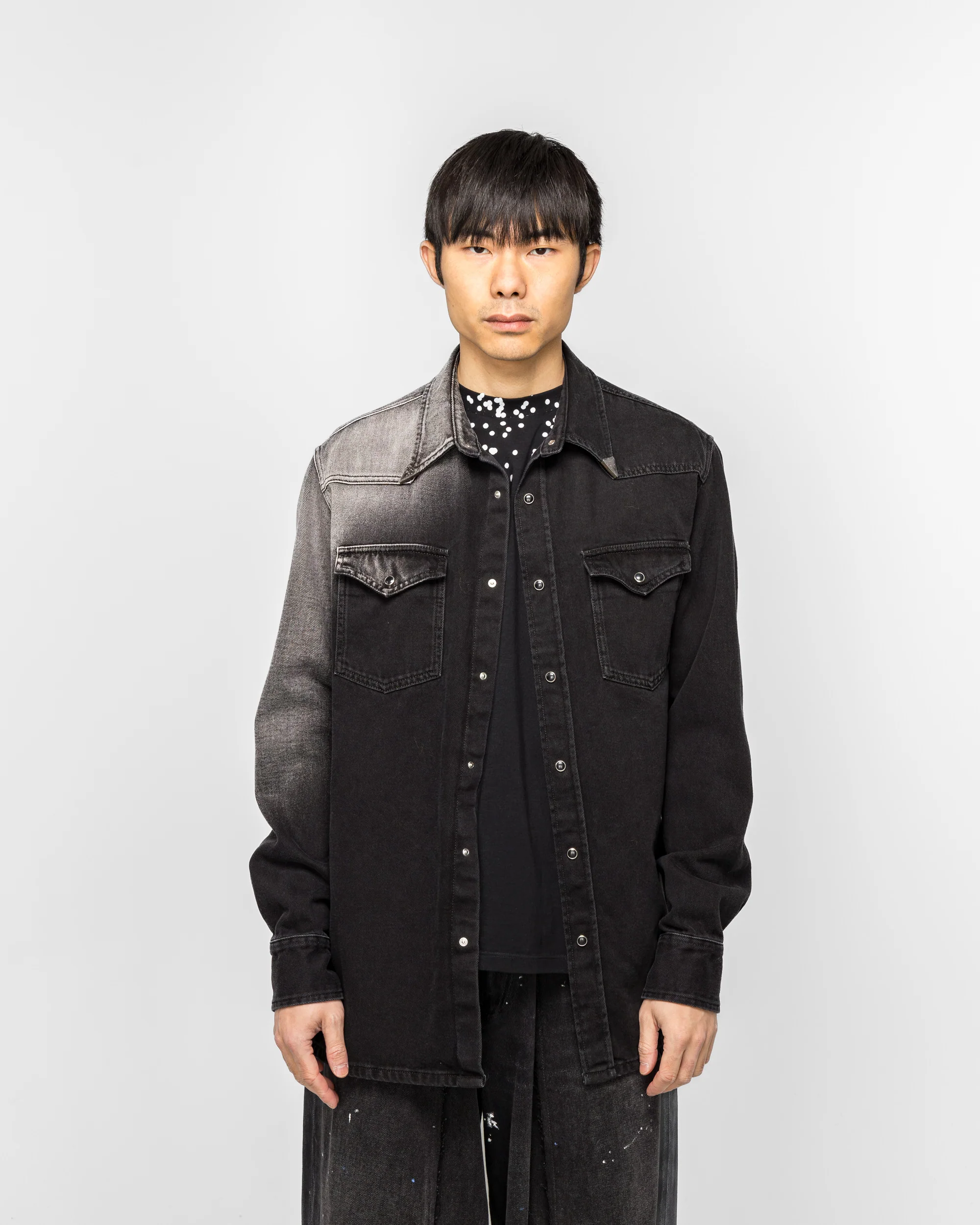 Faded Denim Overshirt - Black - Image 2