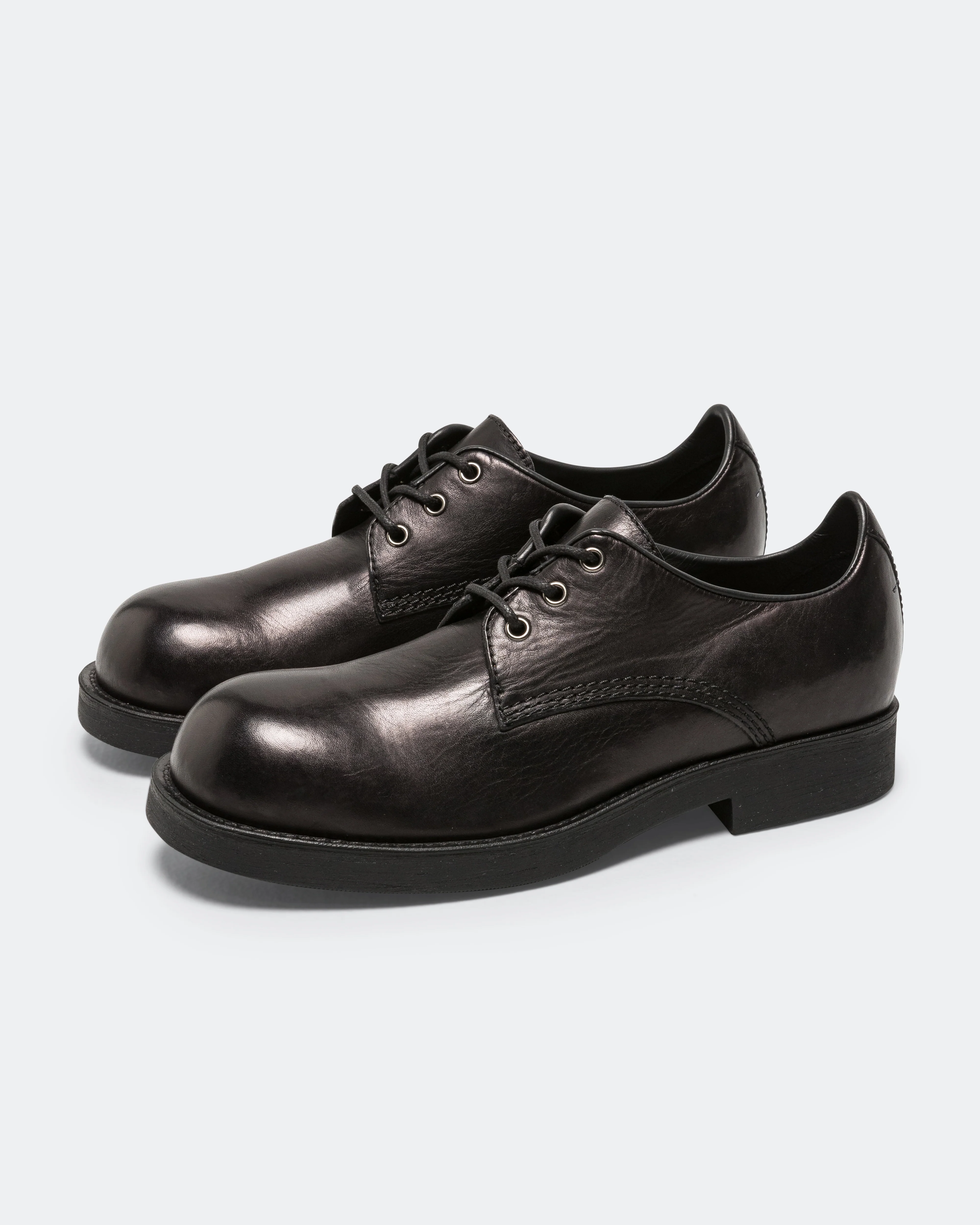 Lace Up Derby - Black Calfskin Leather - Image 2