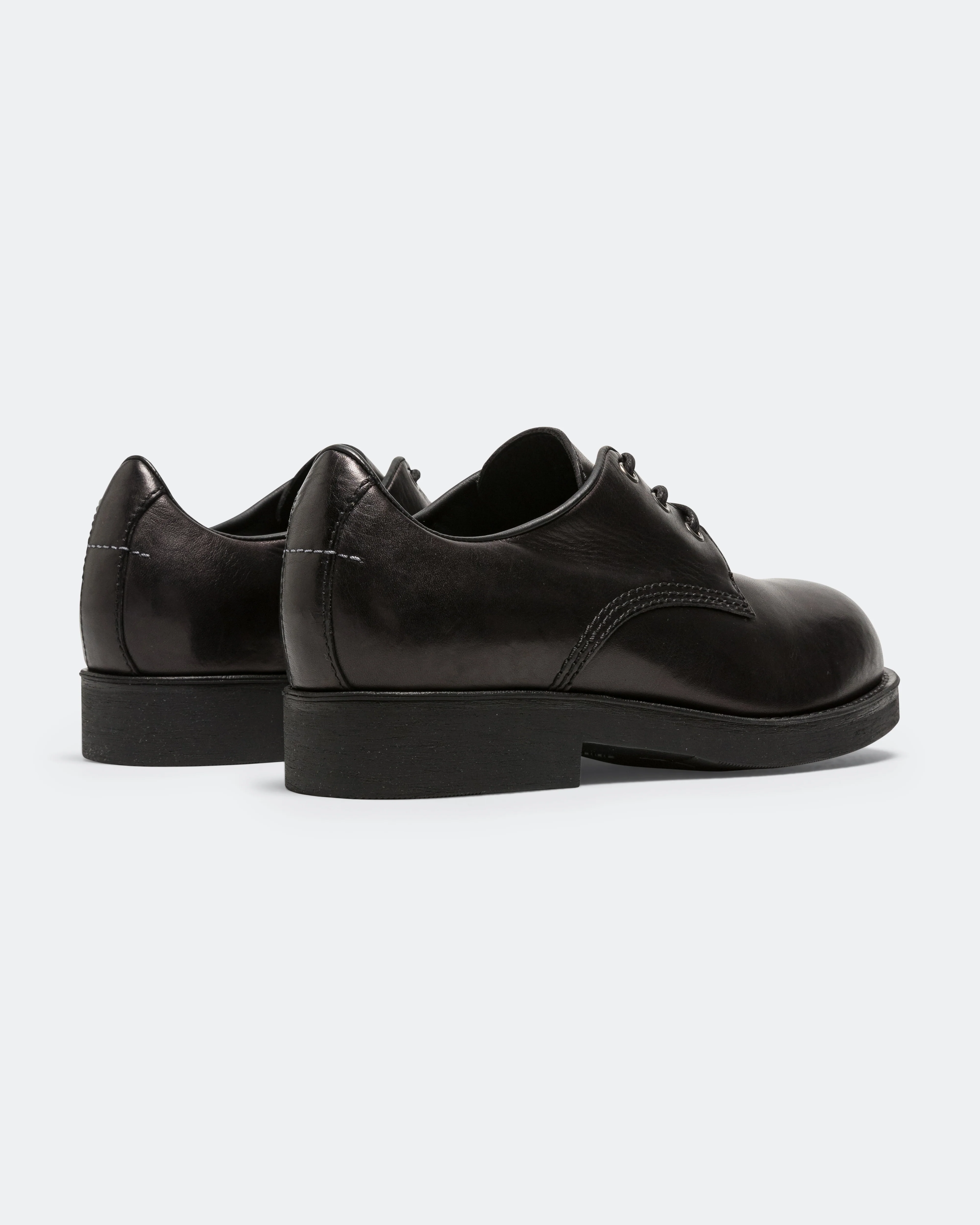 Lace Up Derby - Black Calfskin Leather - Image 3
