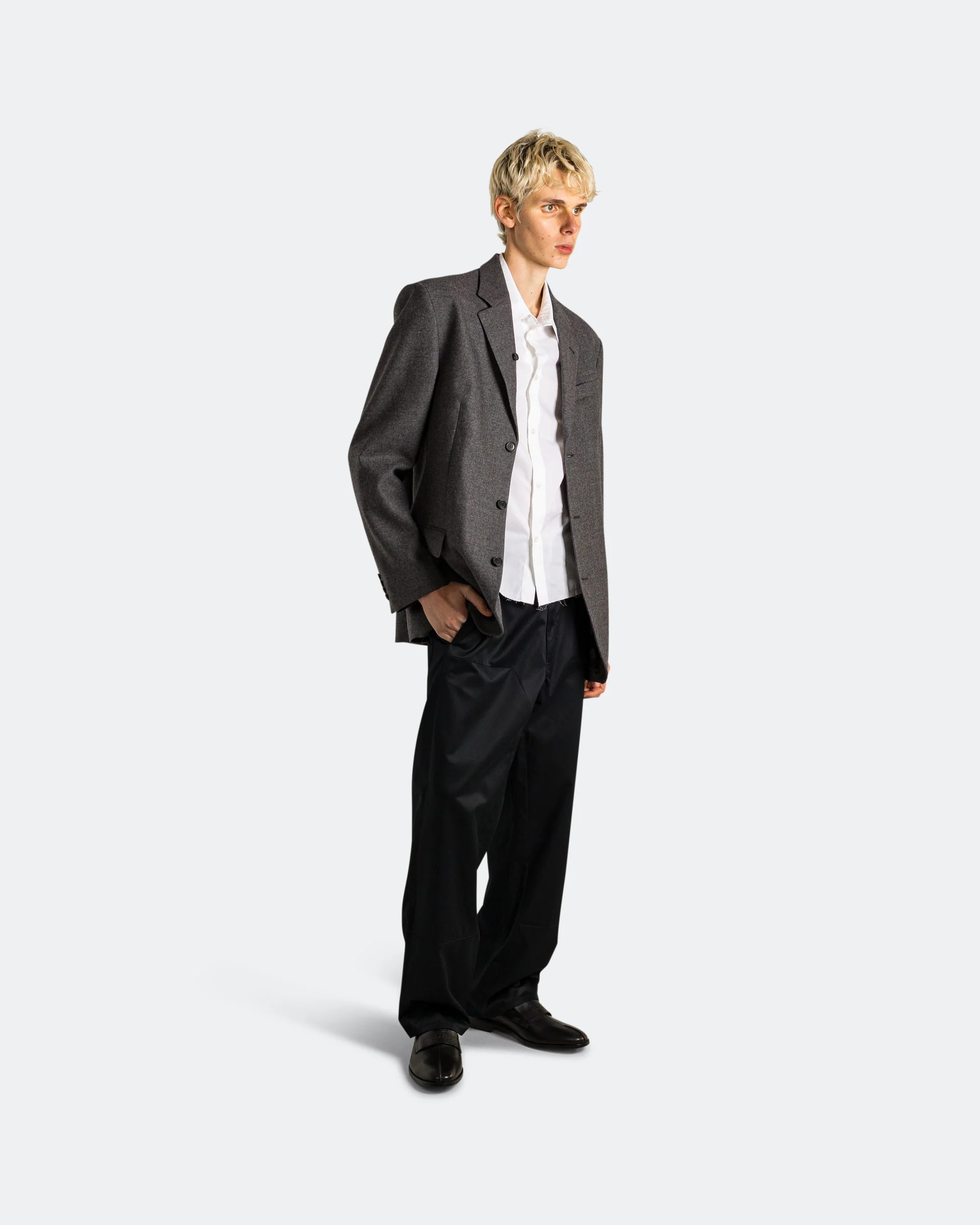 Tailored Wool Jacket - Dark Grey Melange - Image 6