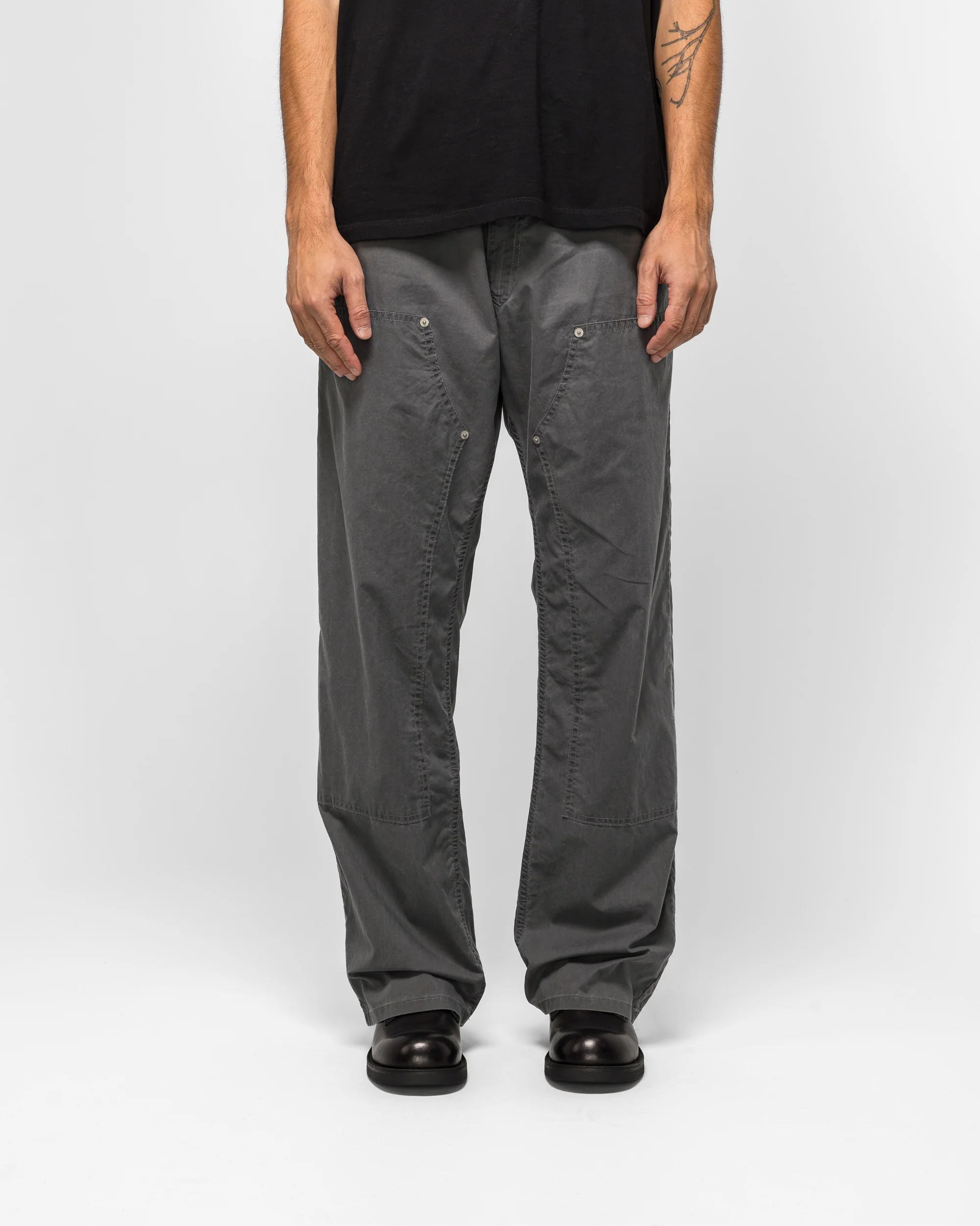 Washed Cotton Double Knee Trousers - Anthracite - Image 2