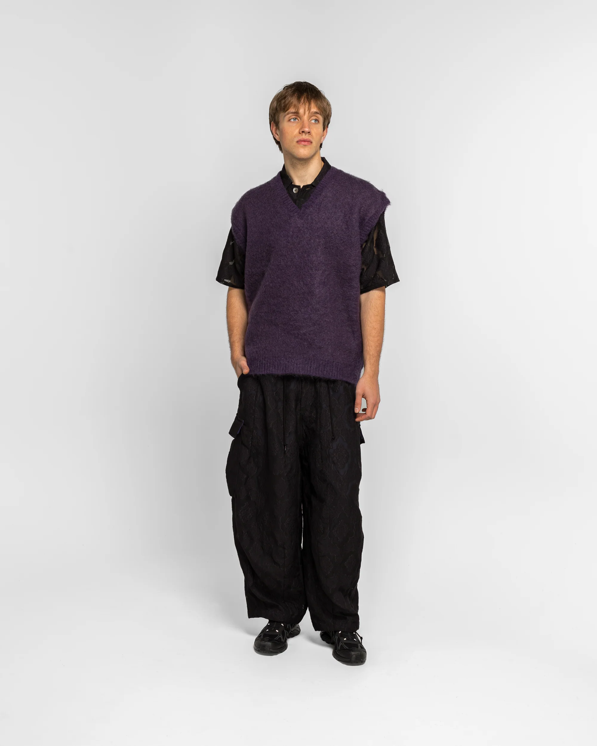 Mohair Knit Vest - Purple Solid - Image 5