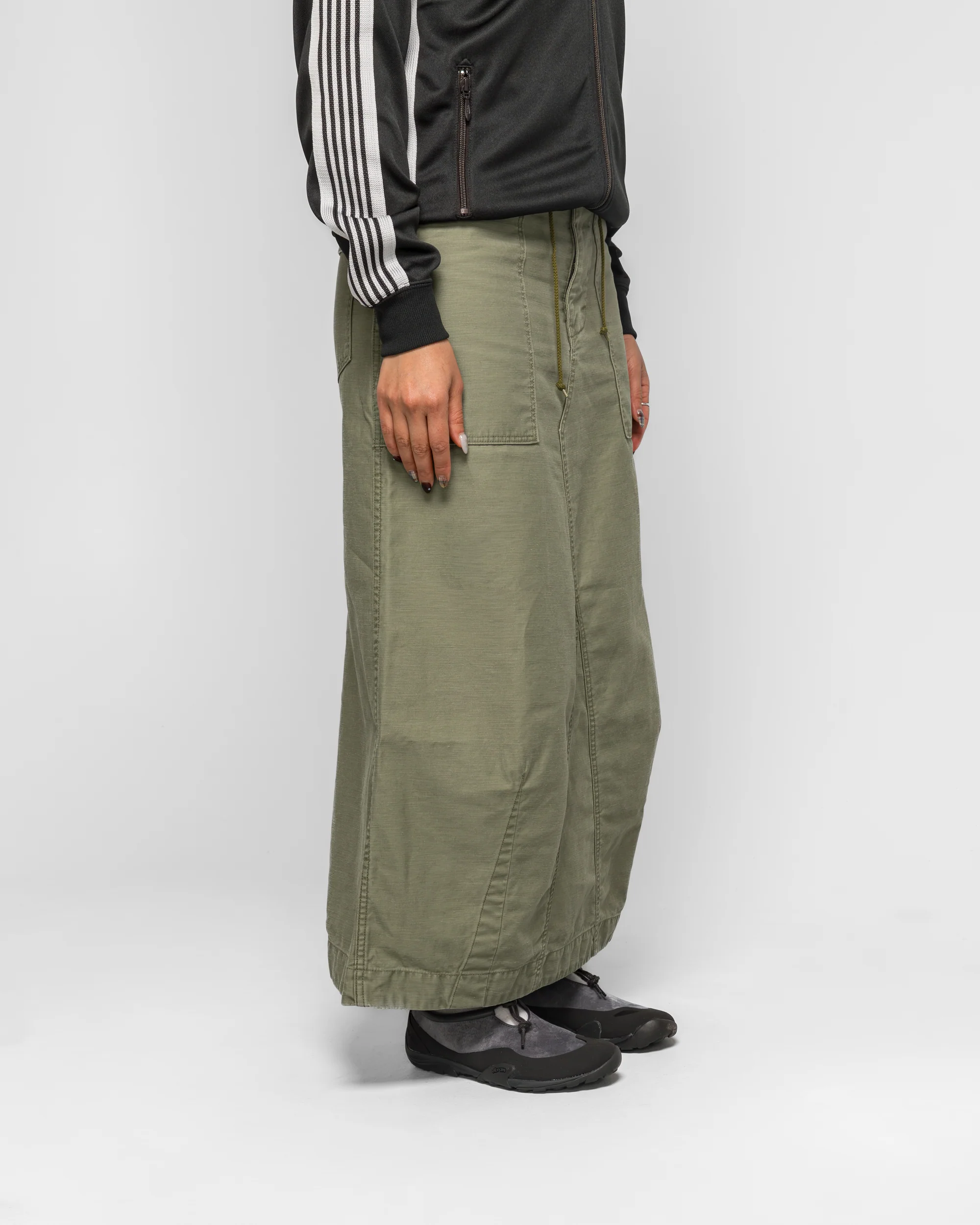 String Fatigue Skirt - Olive Reversed Sateen - Image 3