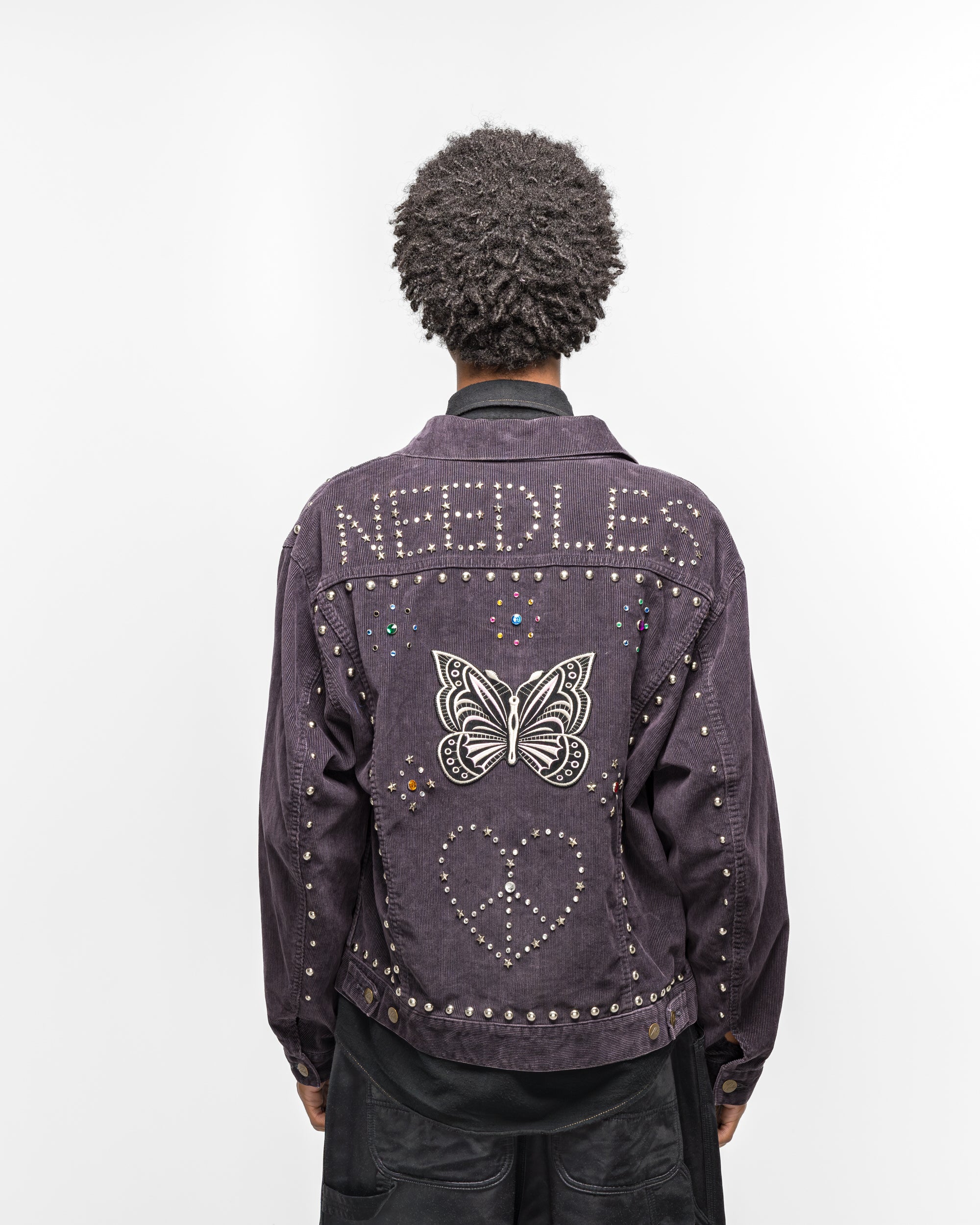 Studded Jean Jacket - Black 14W Corduroy - Image 4