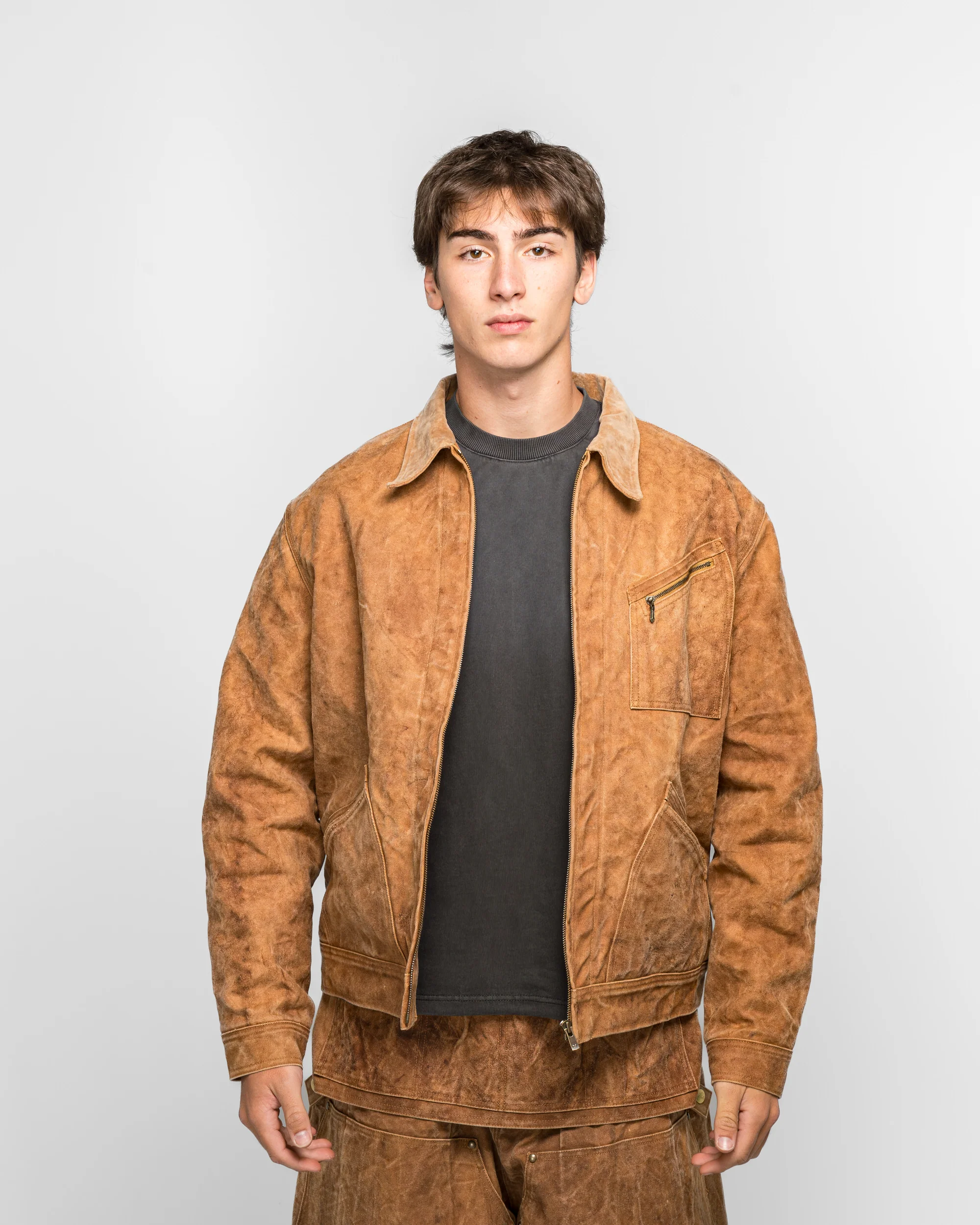 Zipped Work Jacket - Brown Duck Canvas - Image 2