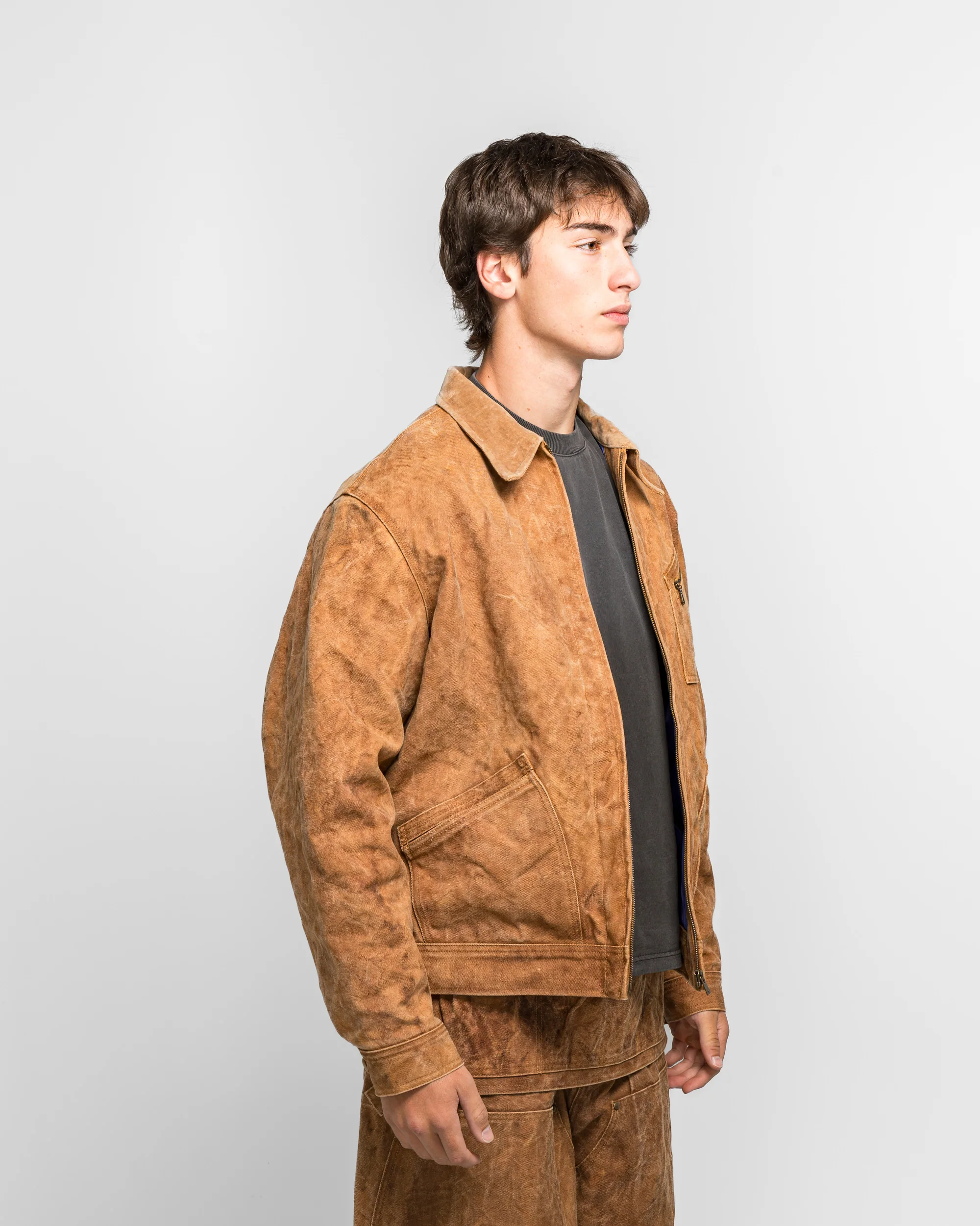 Zipped Work Jacket - Brown Duck Canvas - Image 3