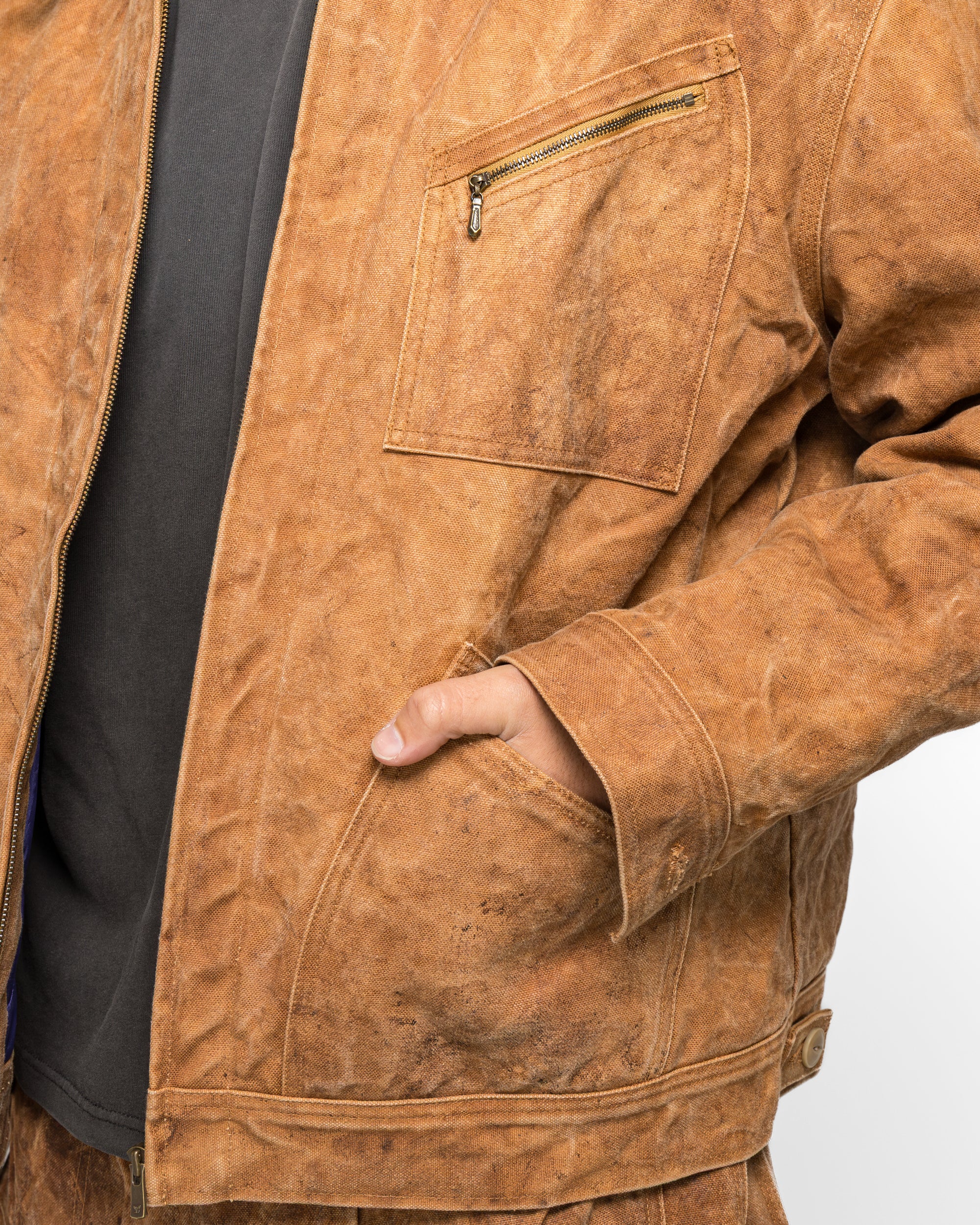 Zipped Work Jacket - Brown Duck Canvas - Image 5