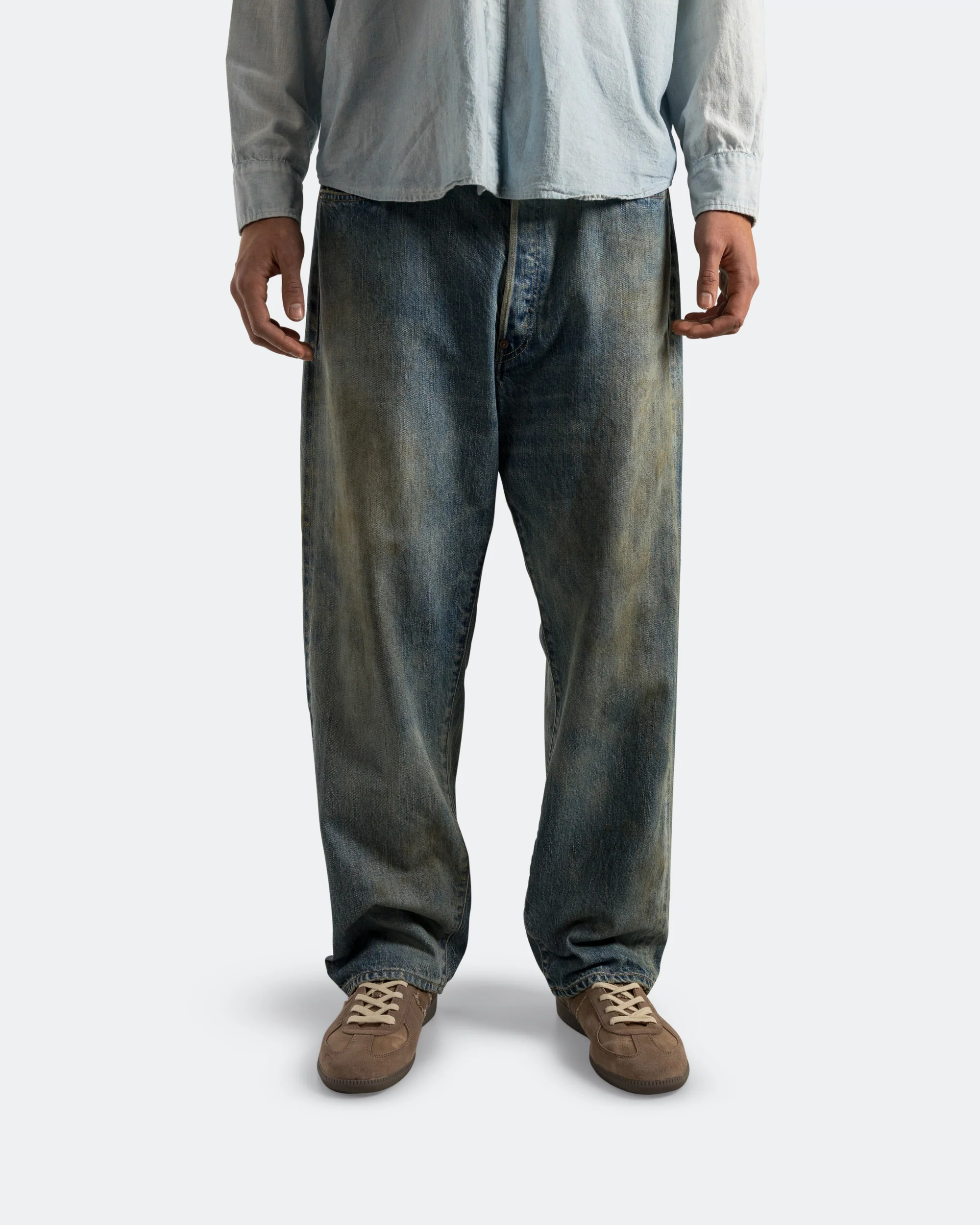 No.37 Washed Wide Denim Pants - Indigo - Image 2