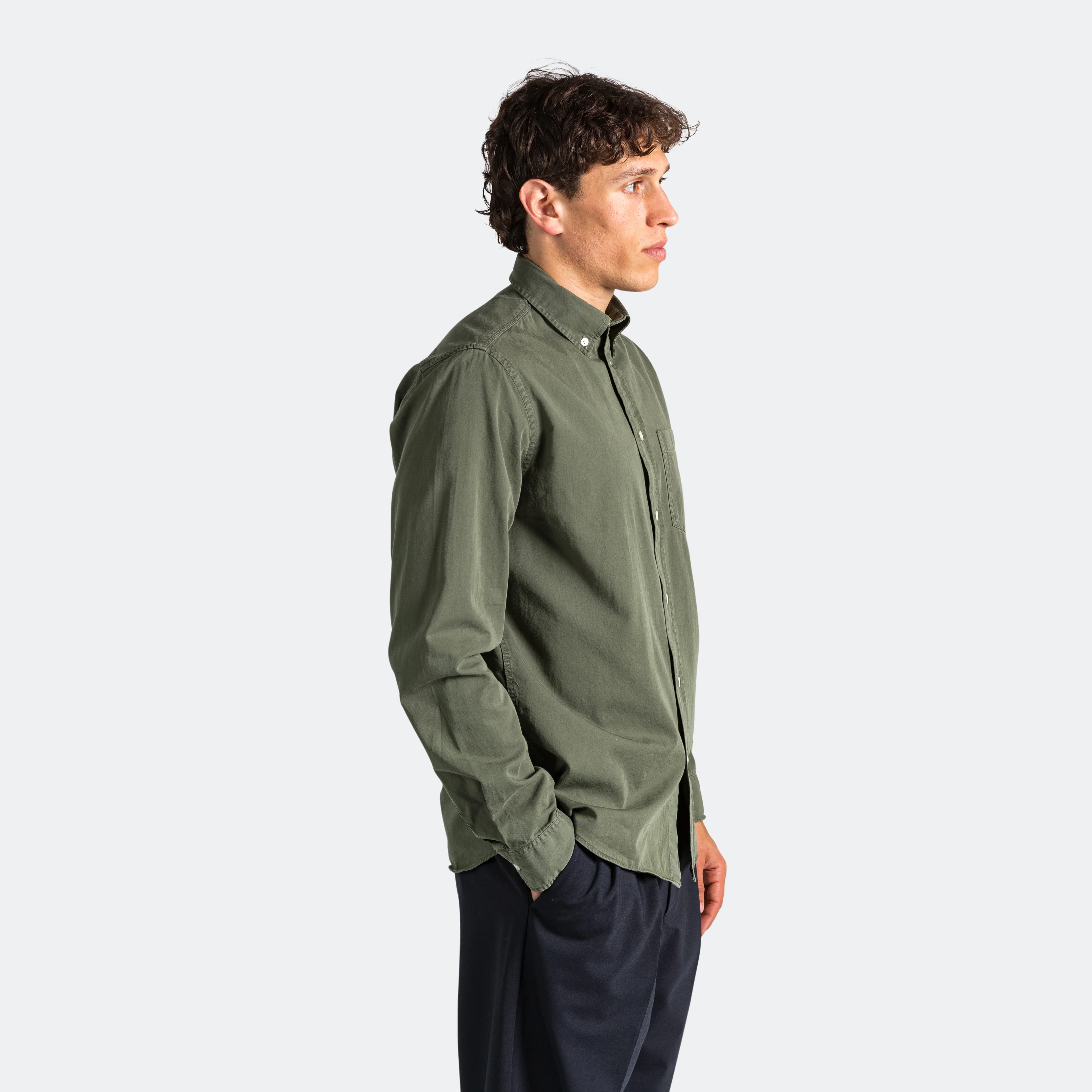 Anton Light Twill Shirt - Spruce Green - Image 7