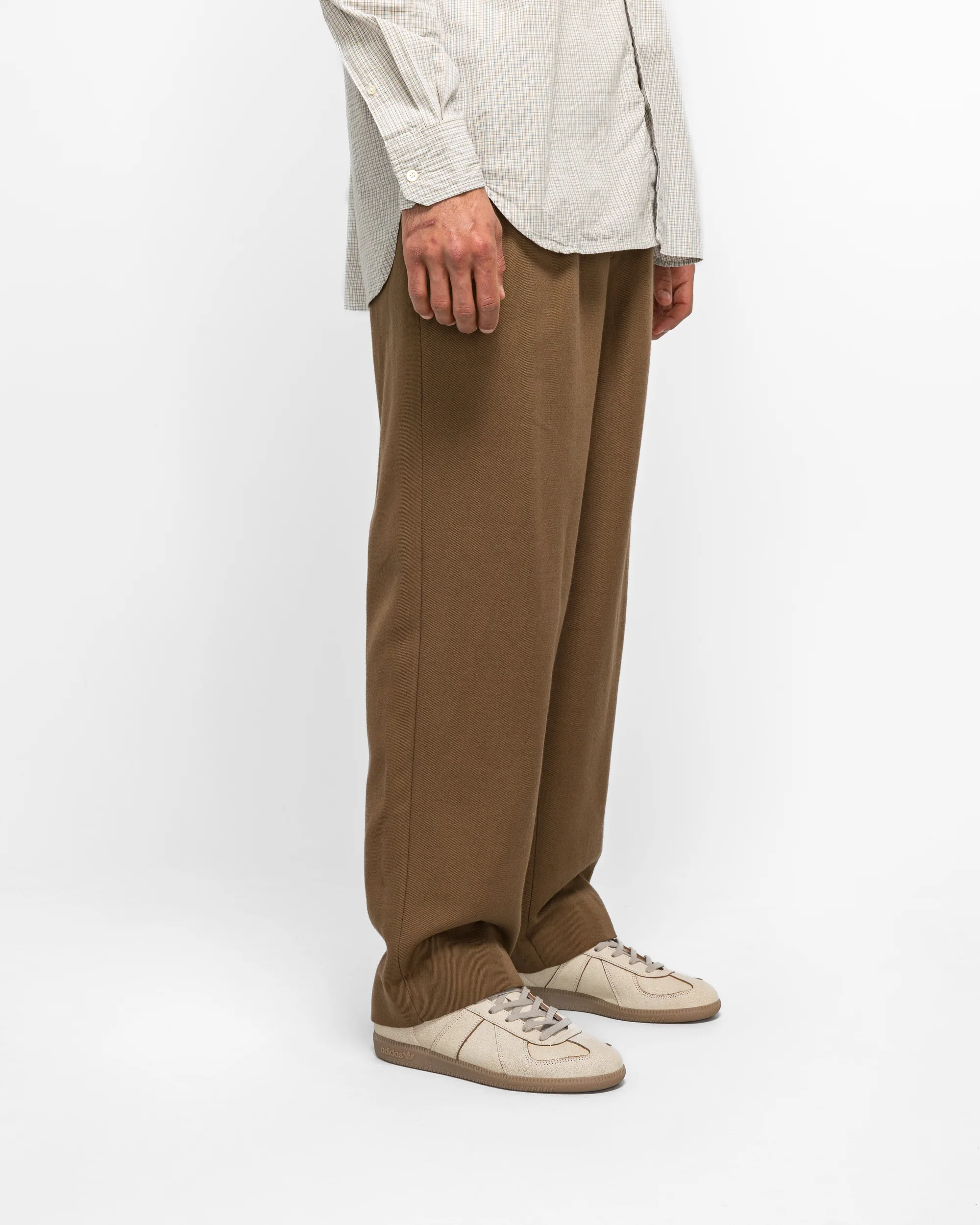 Benn Relaxed Cavalry Cotton Wool Pleated Trouser - Oak - Image 3