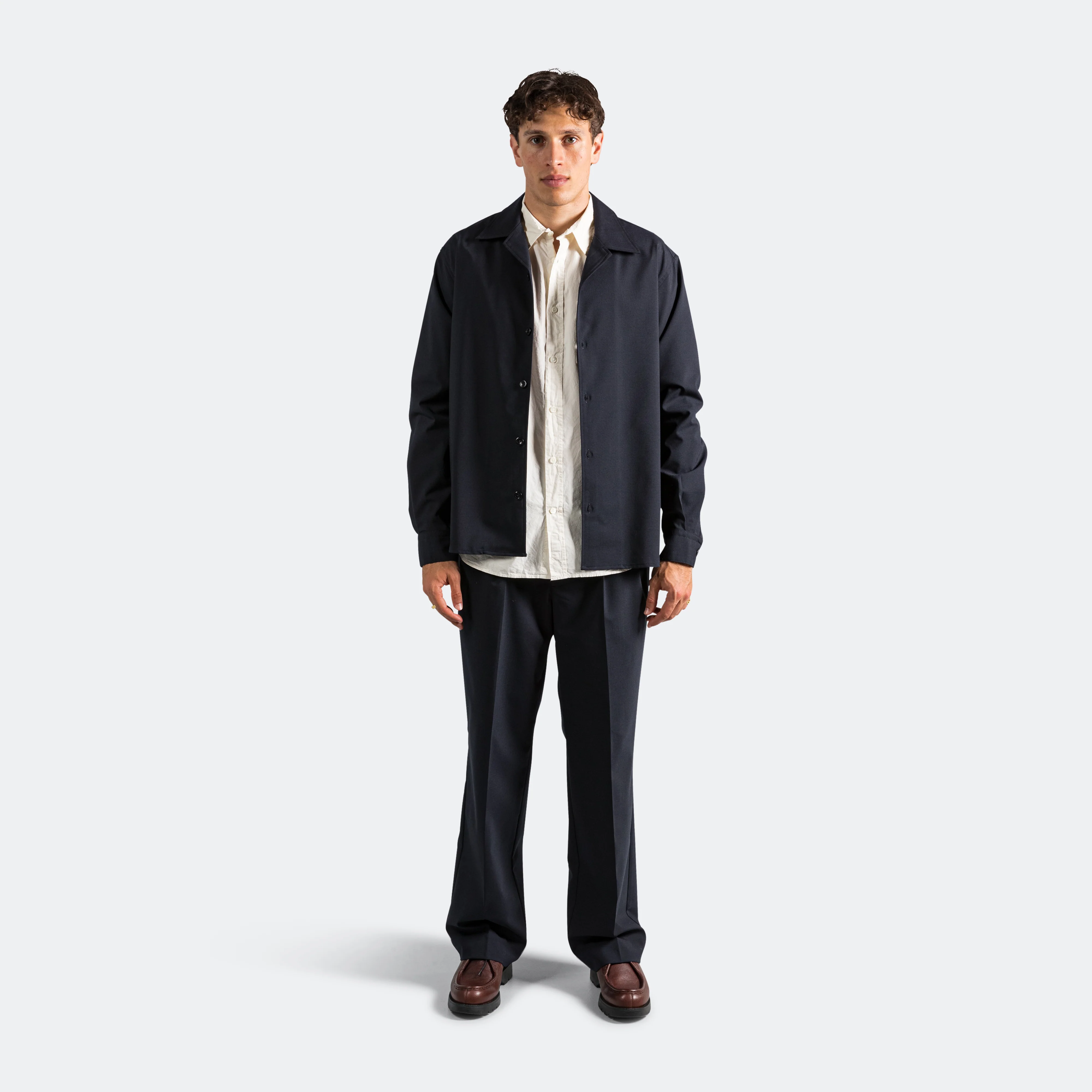Carsten Light Wool Shirt - Dark Navy - Image 6