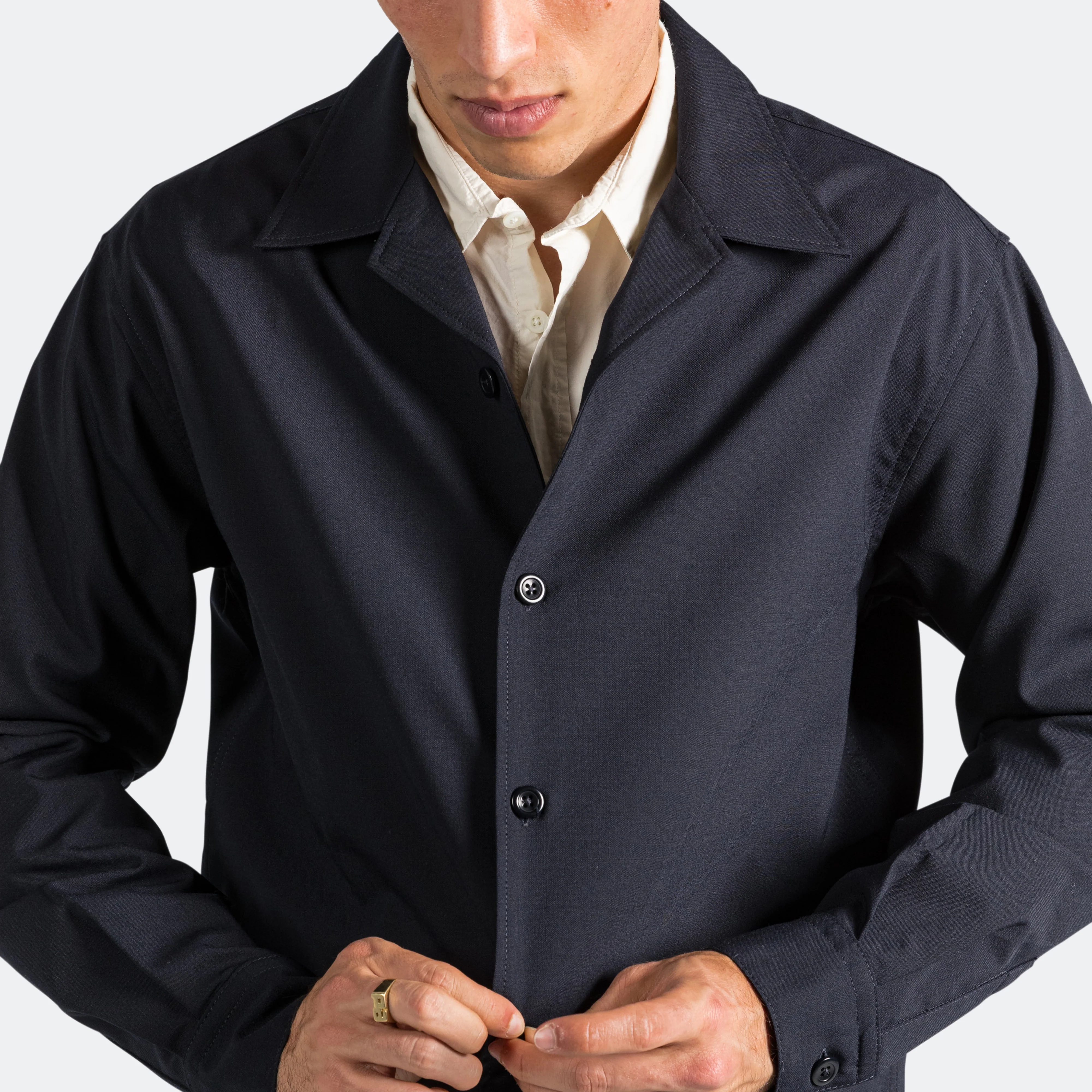 Carsten Light Wool Shirt - Dark Navy - Image 7