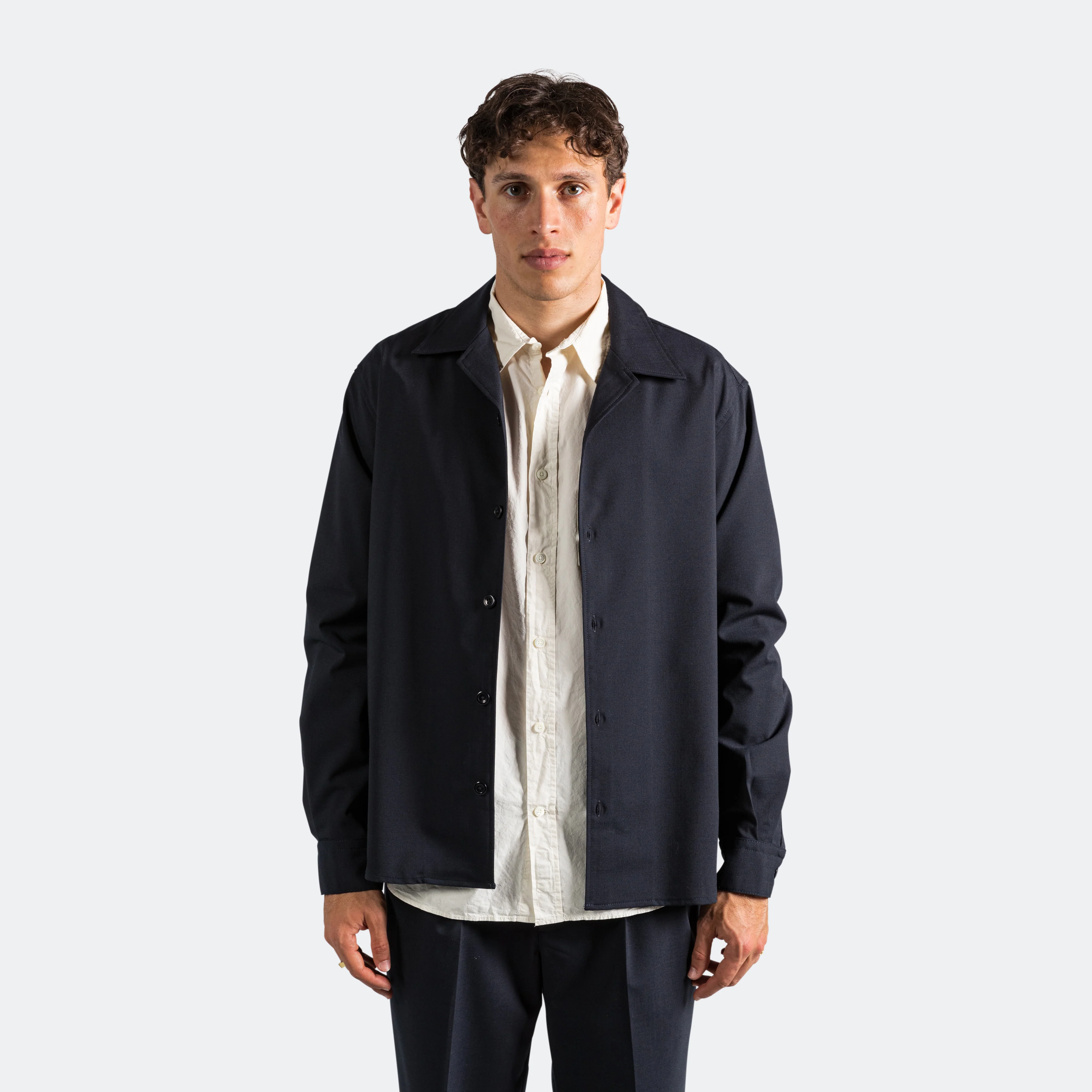 Carsten Light Wool Shirt - Dark Navy - Image 8