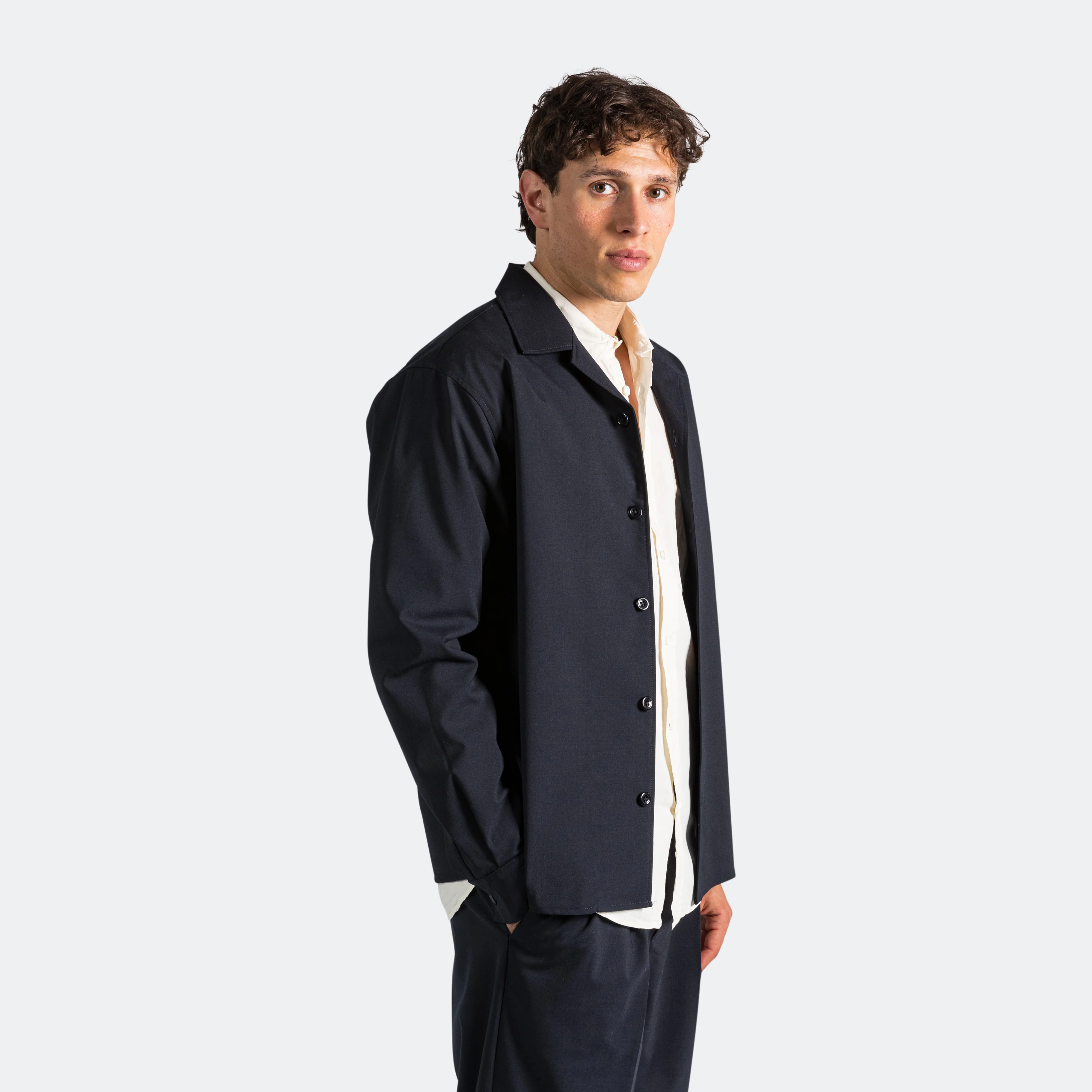 Carsten Light Wool Shirt - Dark Navy - Image 9