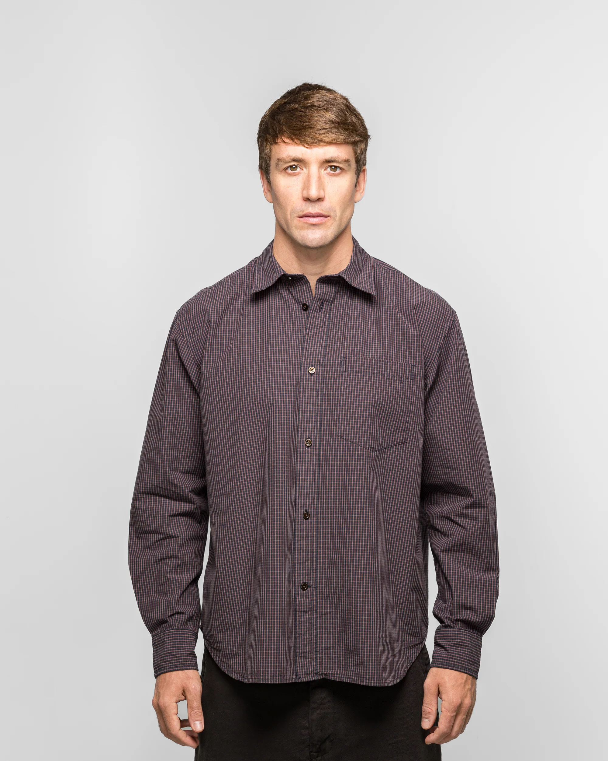 Espevik Oversize Poplin Check Shirt - Dark Navy Check - Image 2