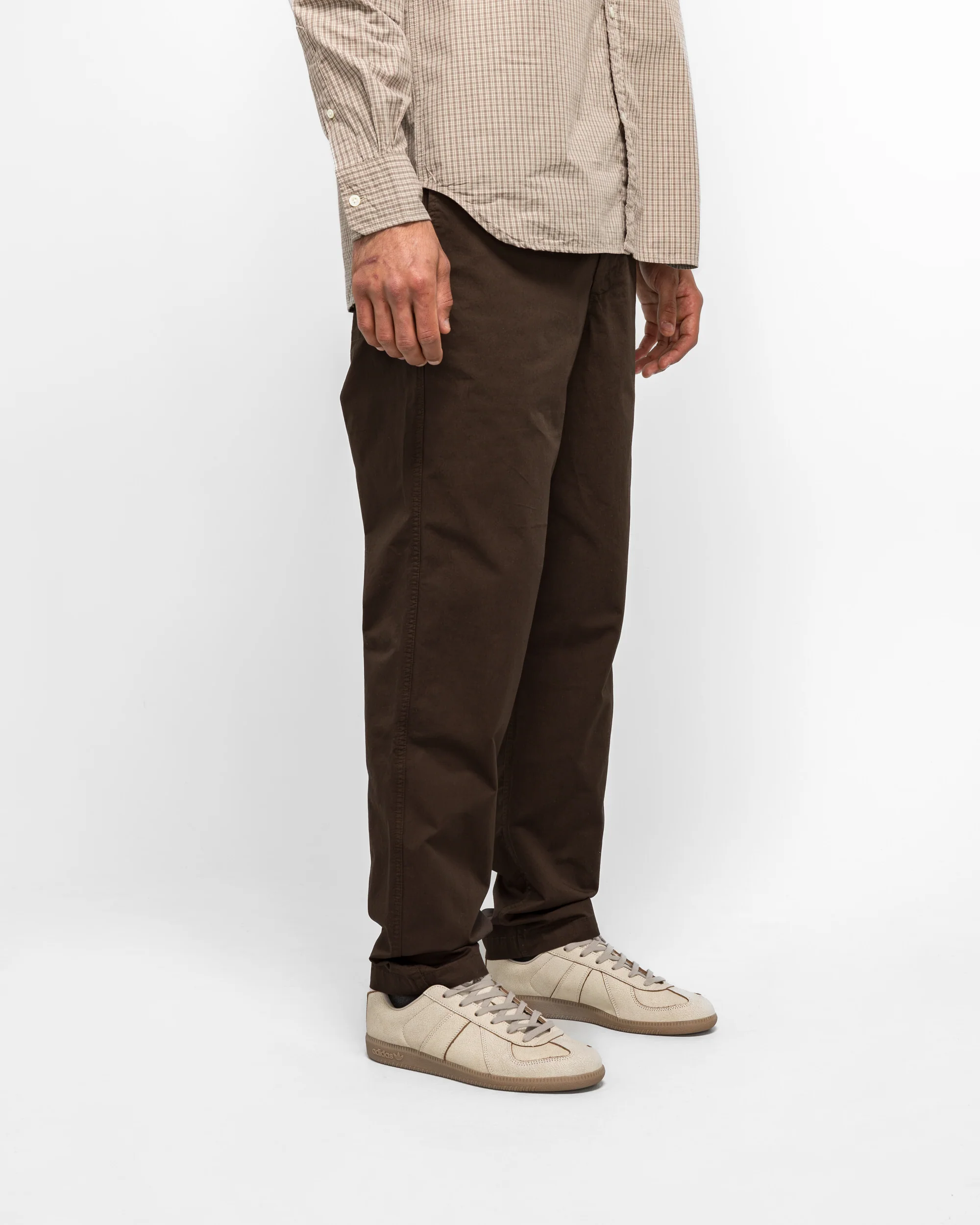 Ezra Regular Mineral Dyed Fine Twill Trousers - Espresso - Image 3