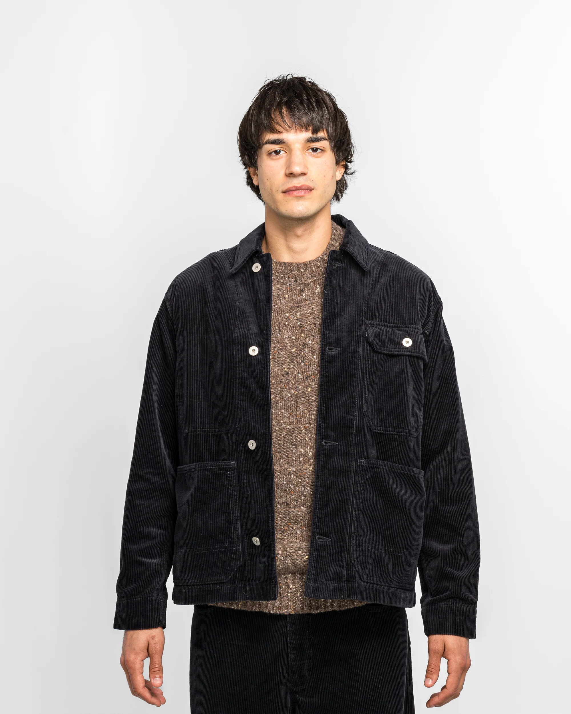 Folke Wide Corduroy Chore Jacket - Dark Navy - Image 2