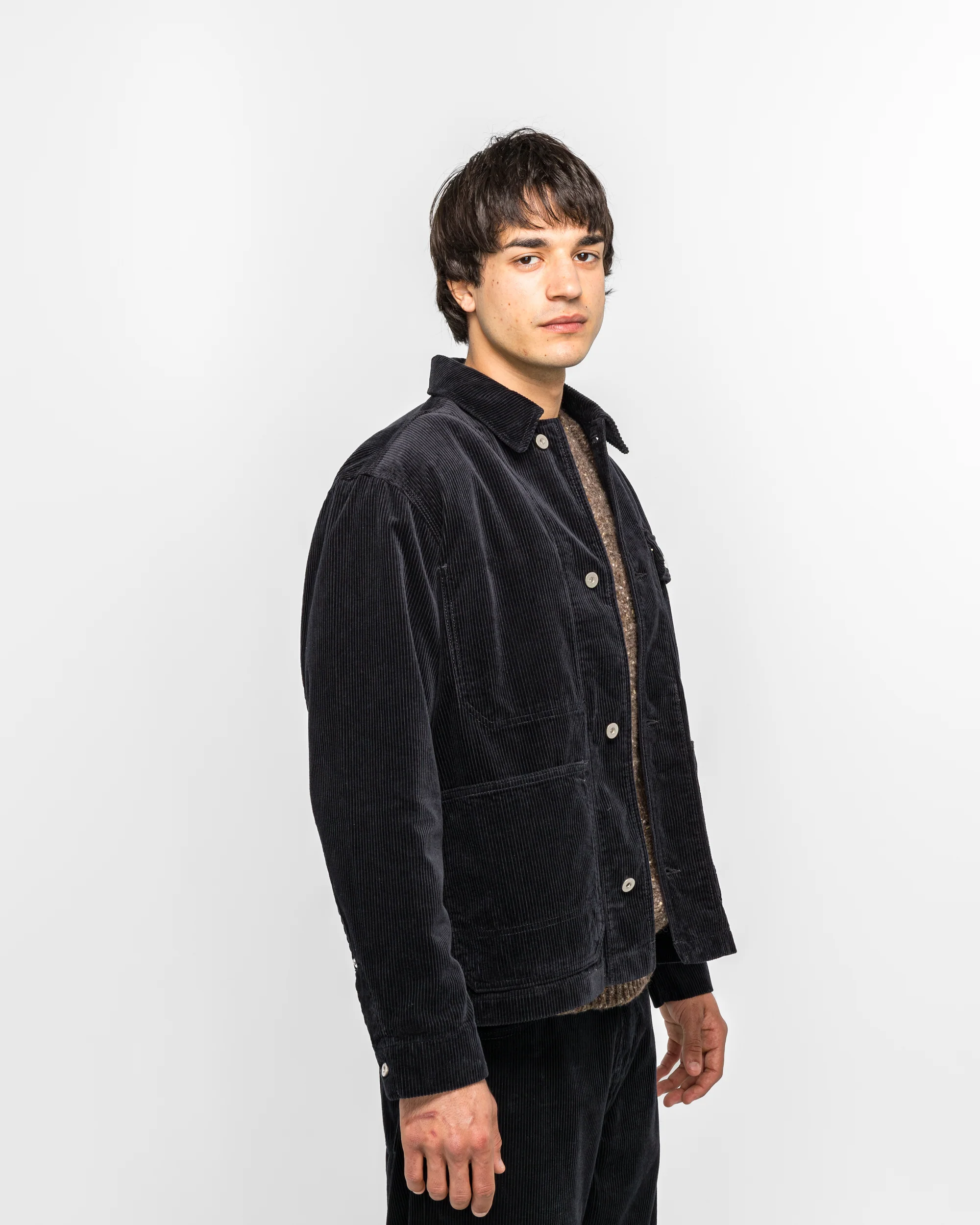Folke Wide Corduroy Chore Jacket - Dark Navy - Image 3