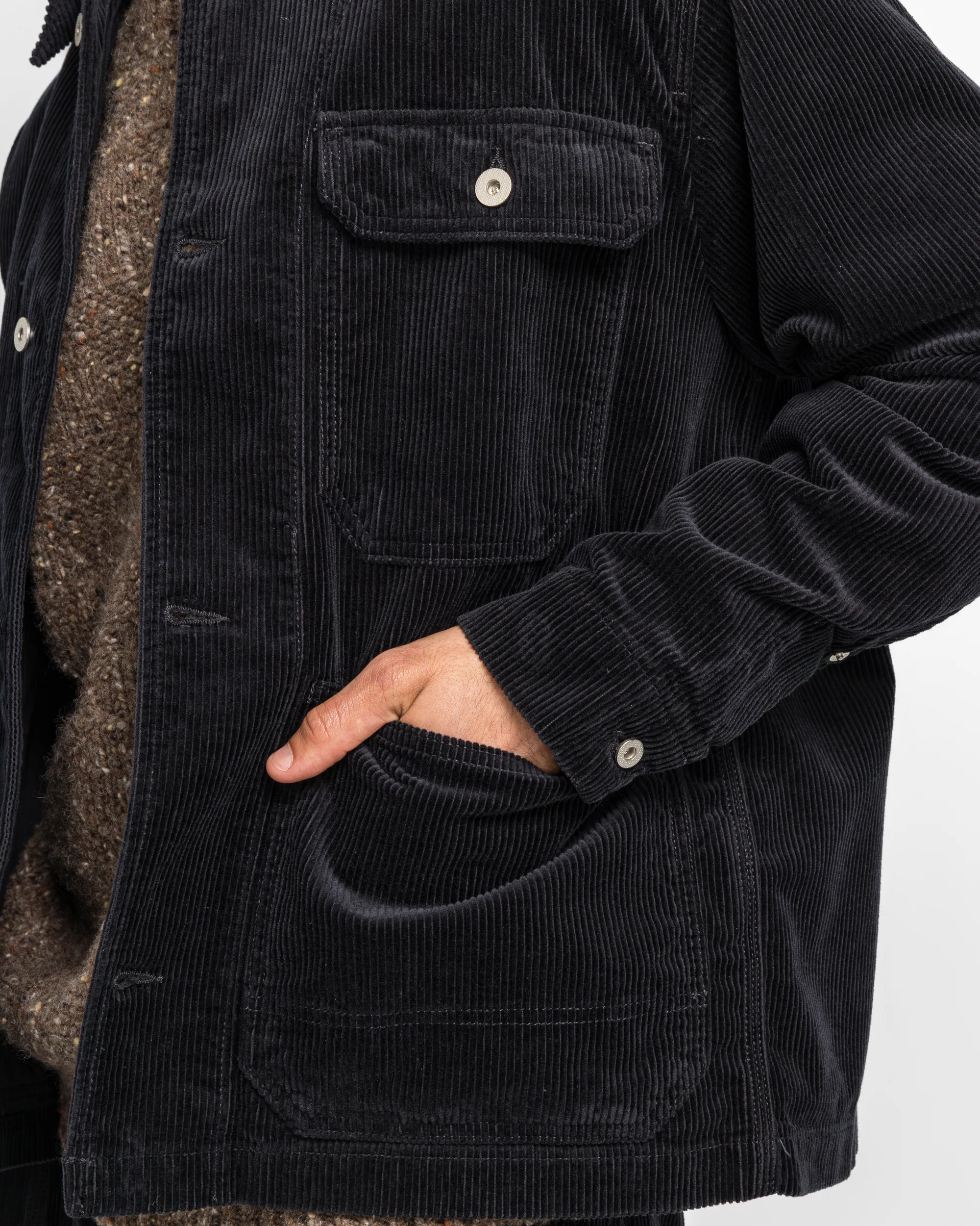 Folke Wide Corduroy Chore Jacket - Dark Navy - Image 5
