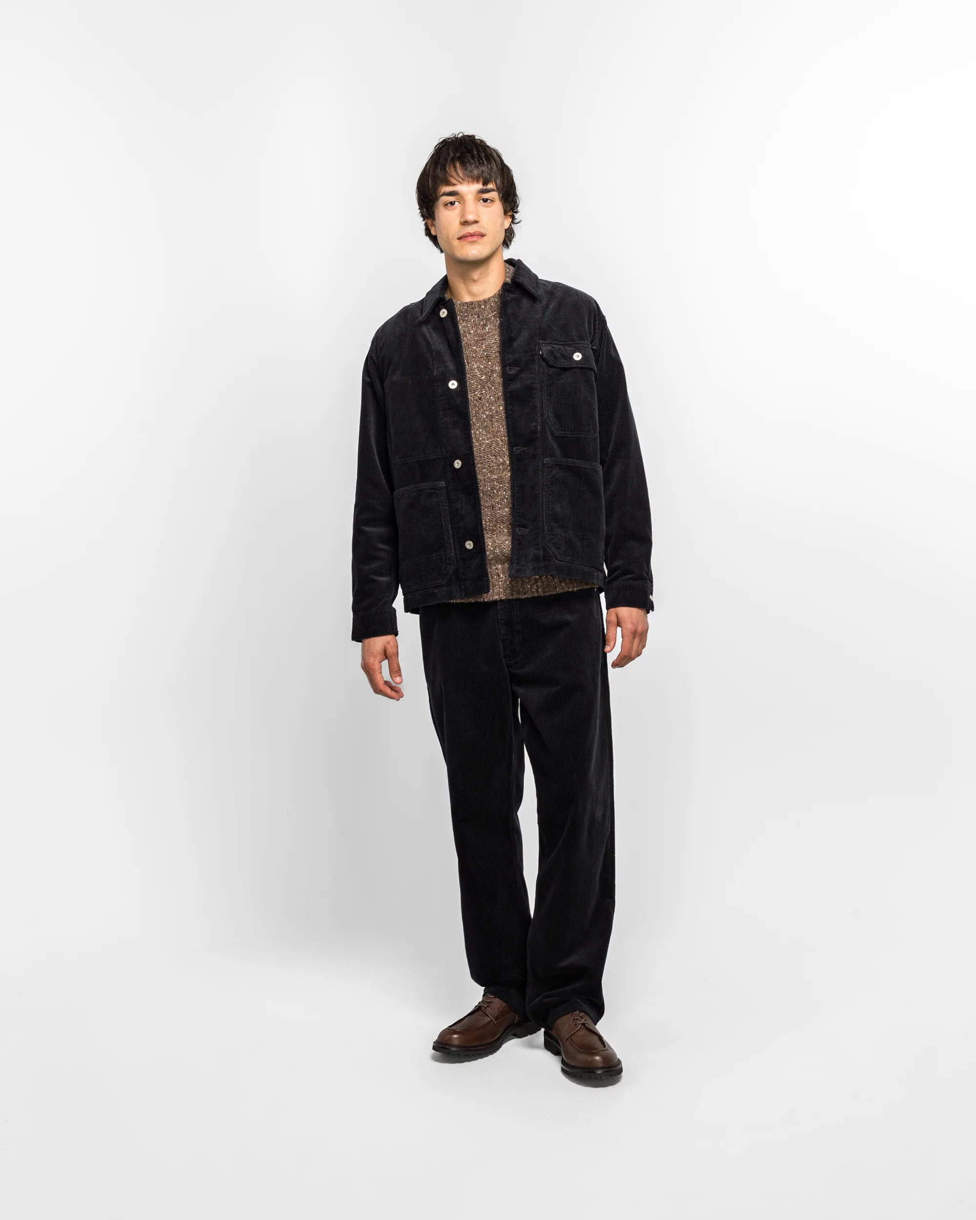 Folke Wide Corduroy Chore Jacket - Dark Navy - Image 6