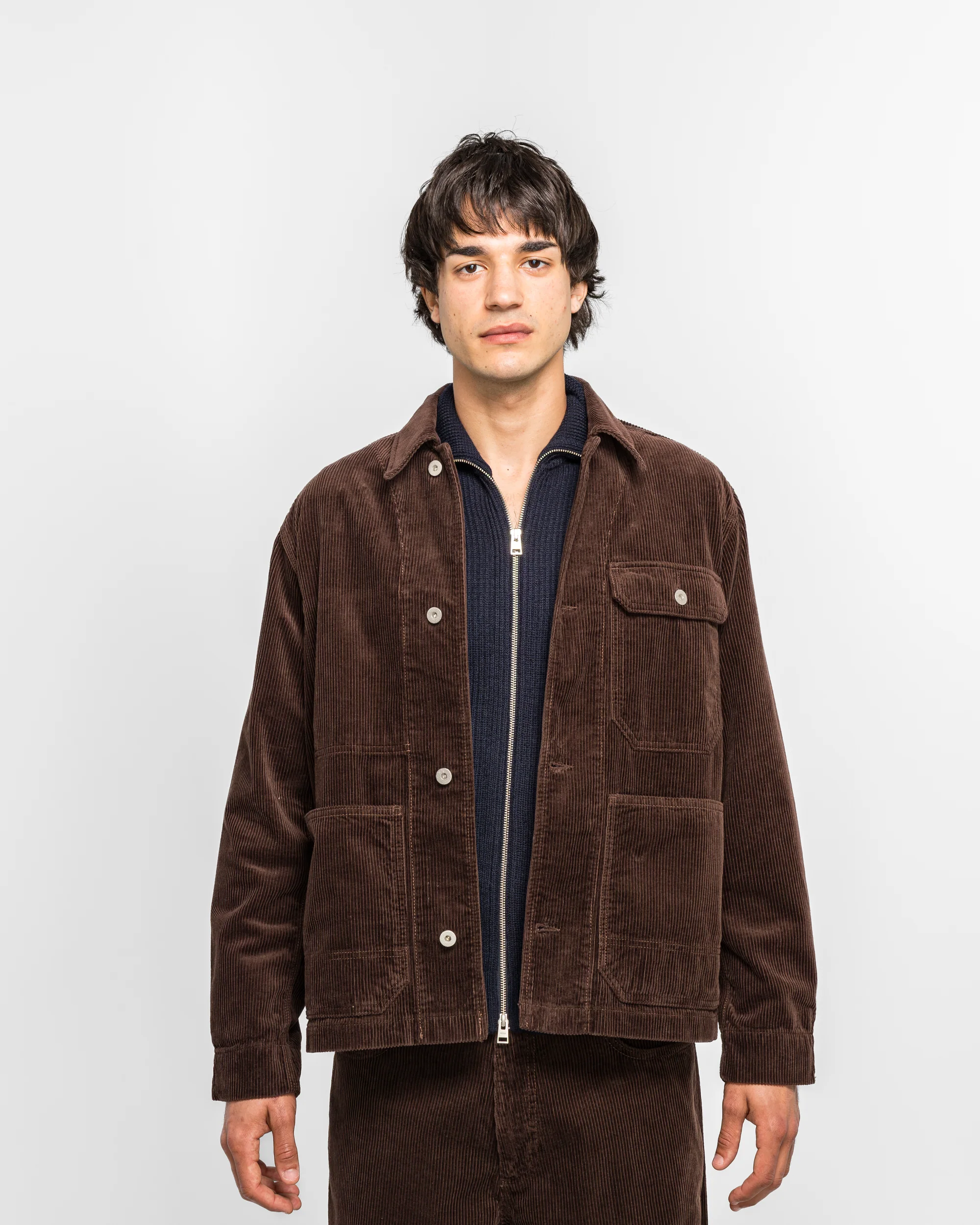 Folke Wide Corduroy Chore Jacket - Espresso - Image 2