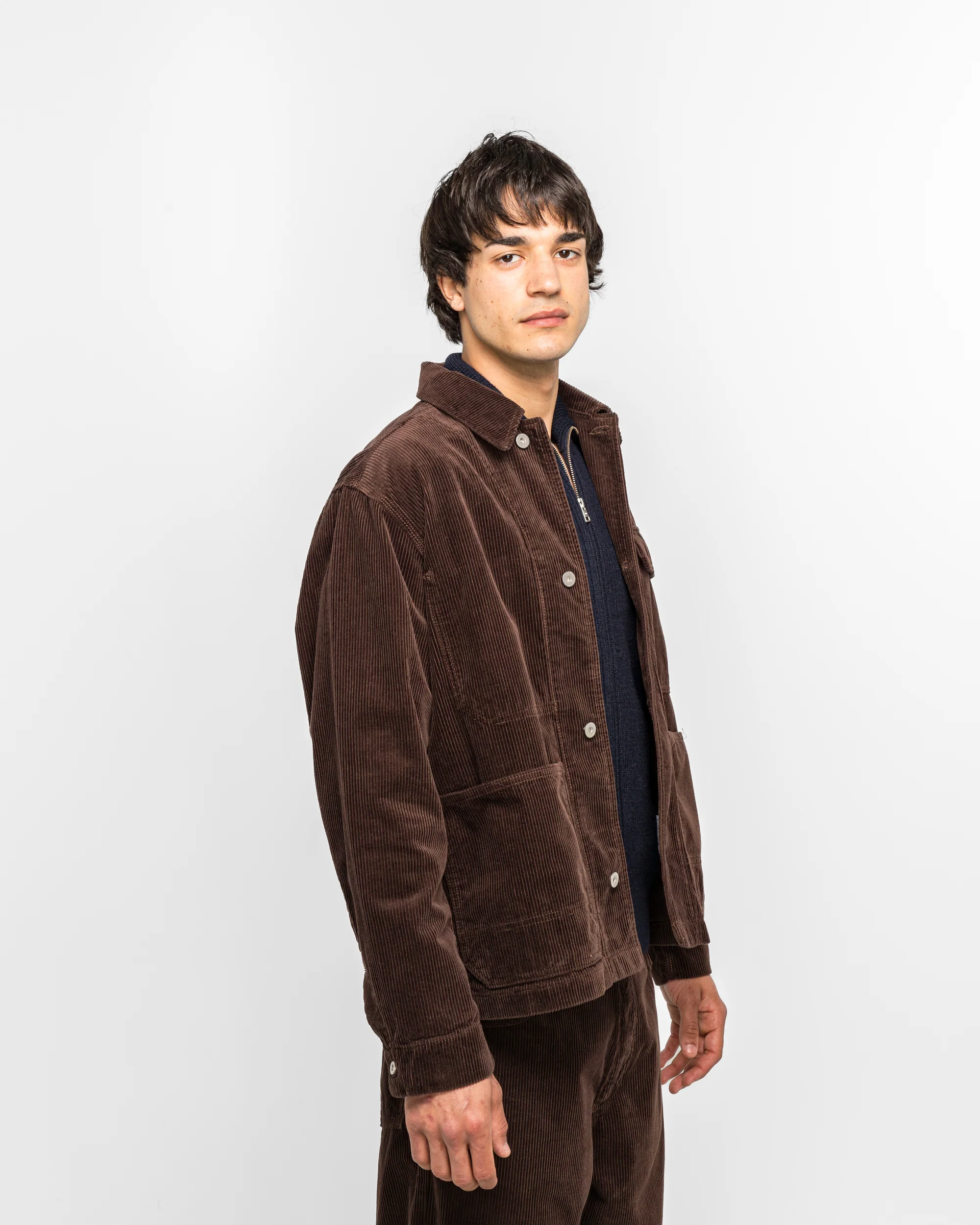 Folke Wide Corduroy Chore Jacket - Espresso - Image 3