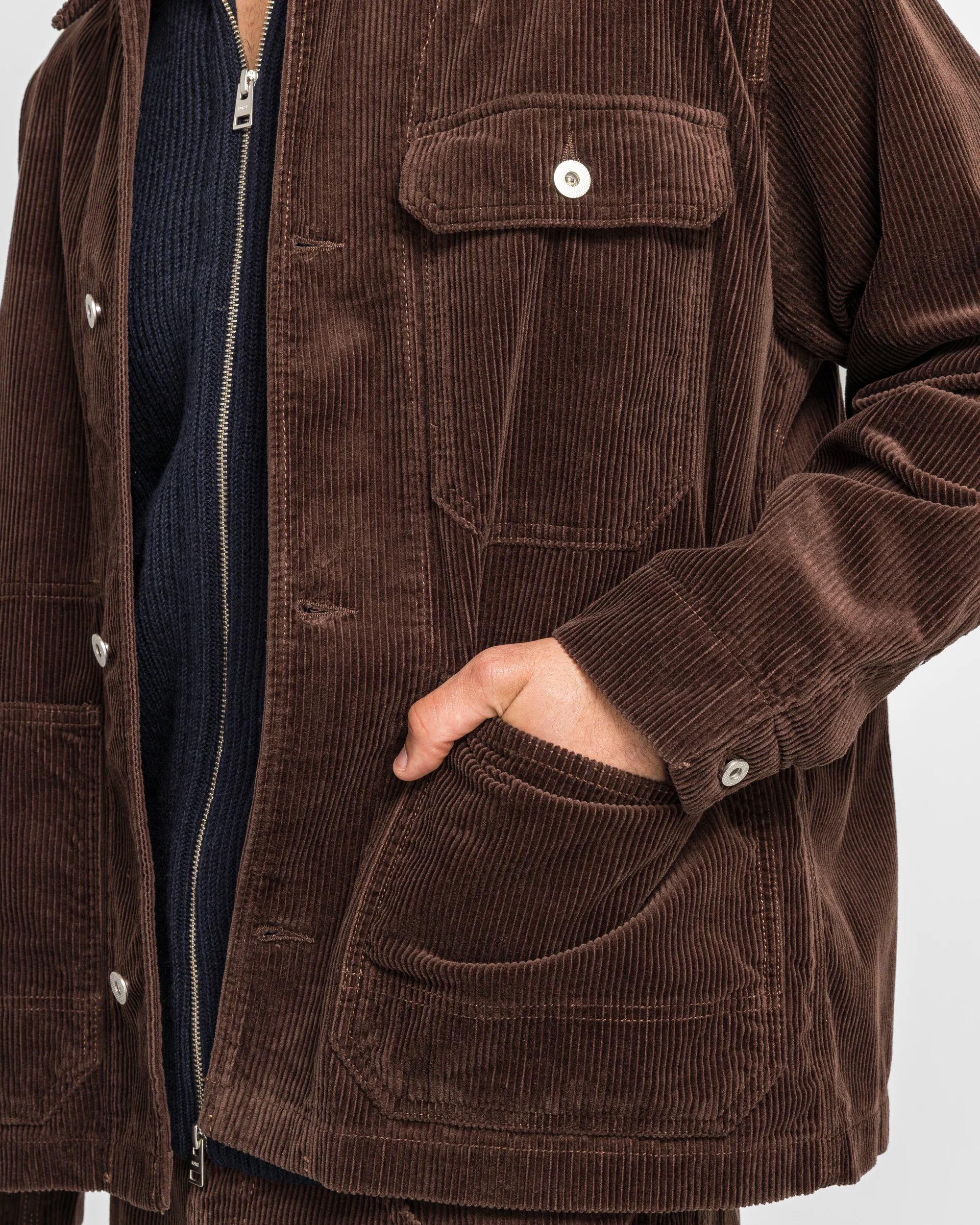 Folke Wide Corduroy Chore Jacket - Espresso - Image 5