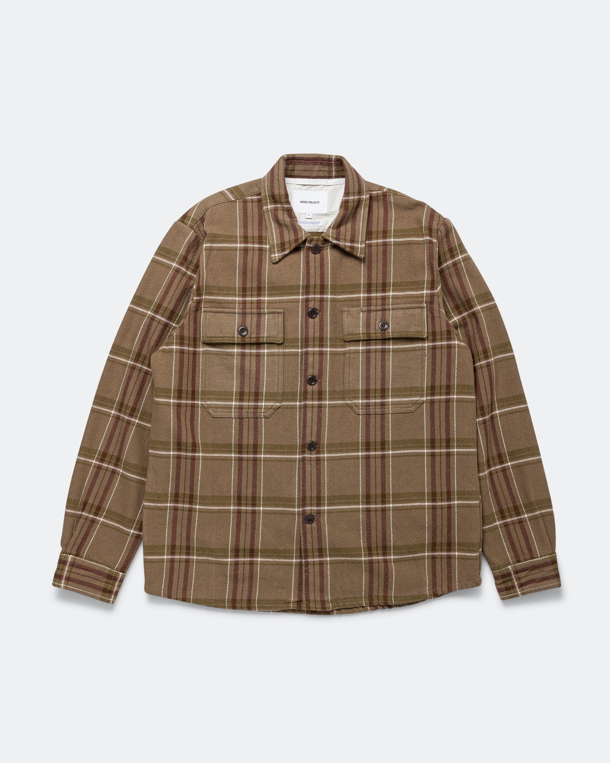 Hjalmer Heavy Twill Check Overshirt - Walnut