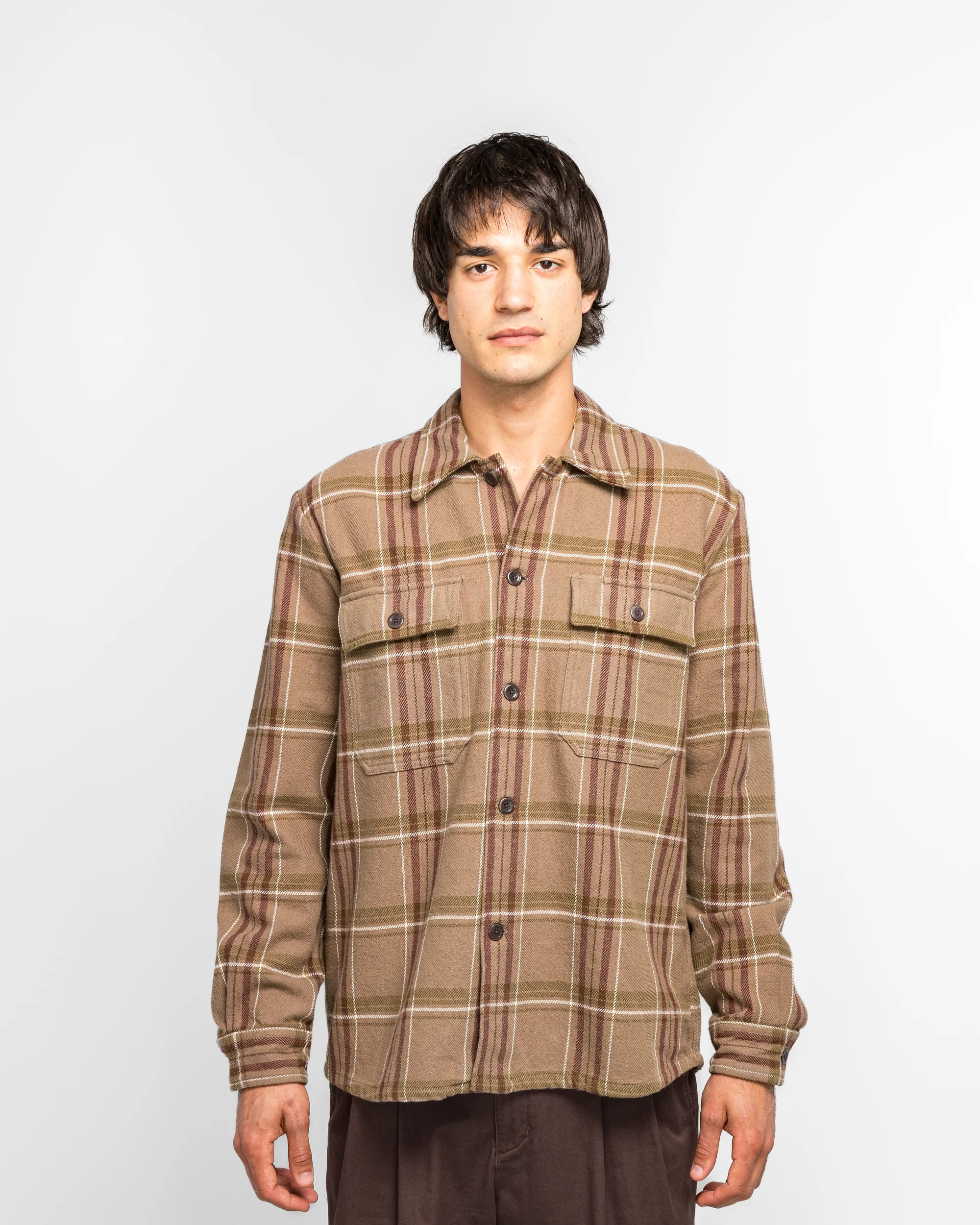 Hjalmer Heavy Twill Check Overshirt - Walnut - Image 2