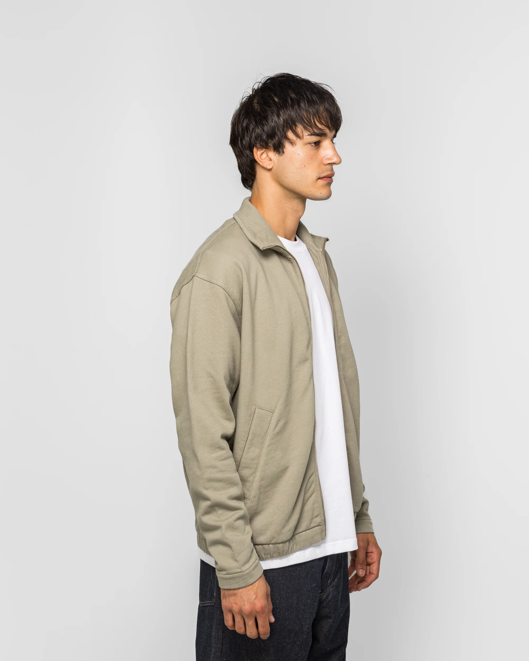 Hornidal Relaxed Organic Loopback Track Jacket - Vetiver - Image 3