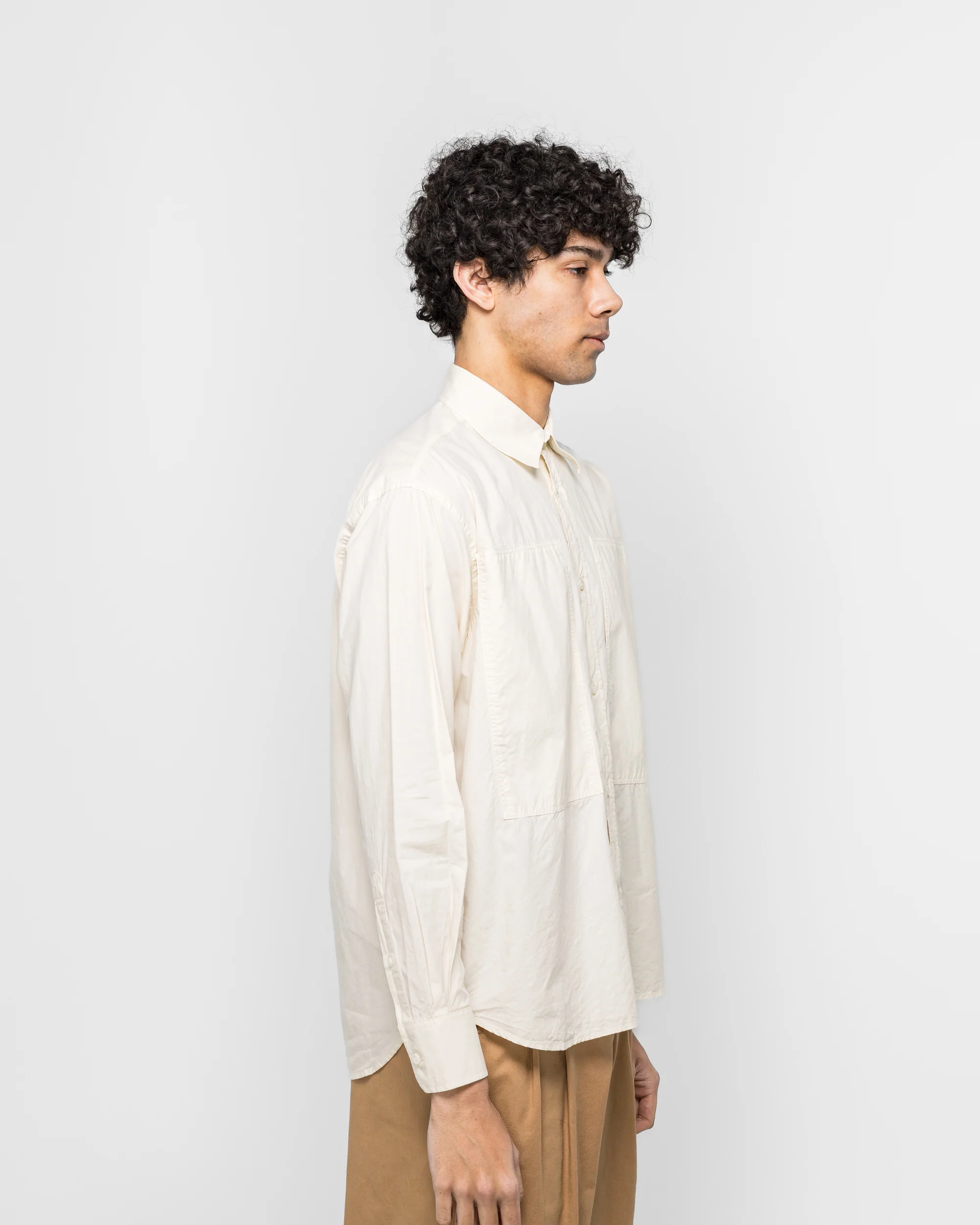Ole Fatigue Cotton Tencel Shirt - Oatmeal - Image 3