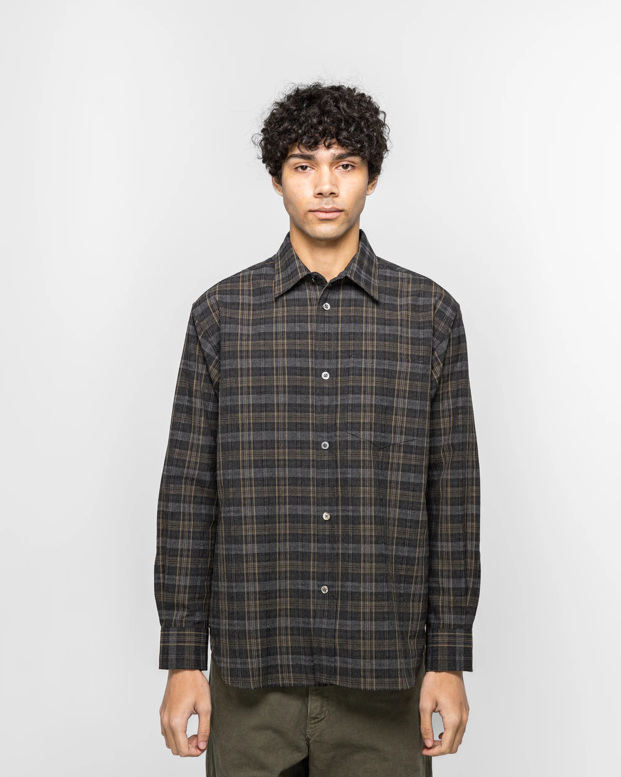Ole Oversize Wool Check Shirt - Charcoal Grey - Image 2