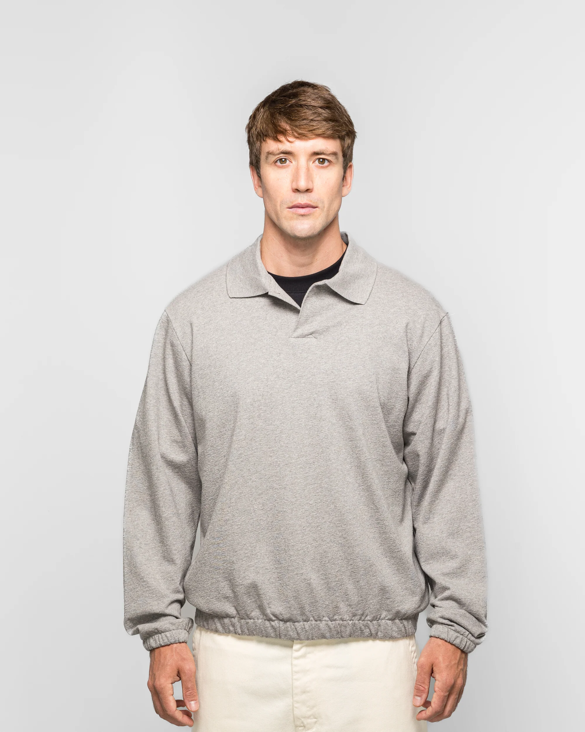 Sylane Relaxed Light Pile Jersey Polo - Grey Melange - Image 2