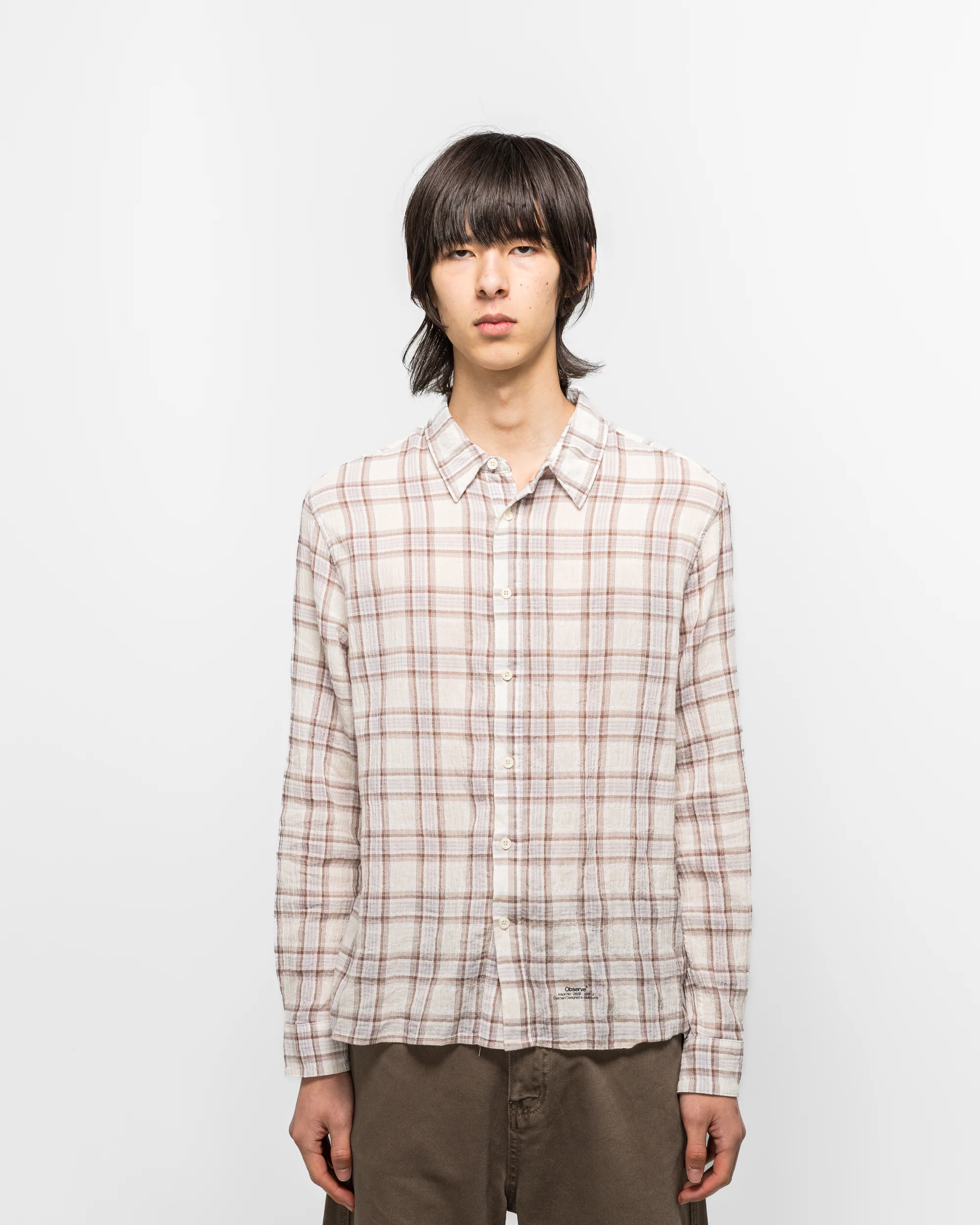 Seersucker Plaid Shirt - Brown/Blue - Image 2