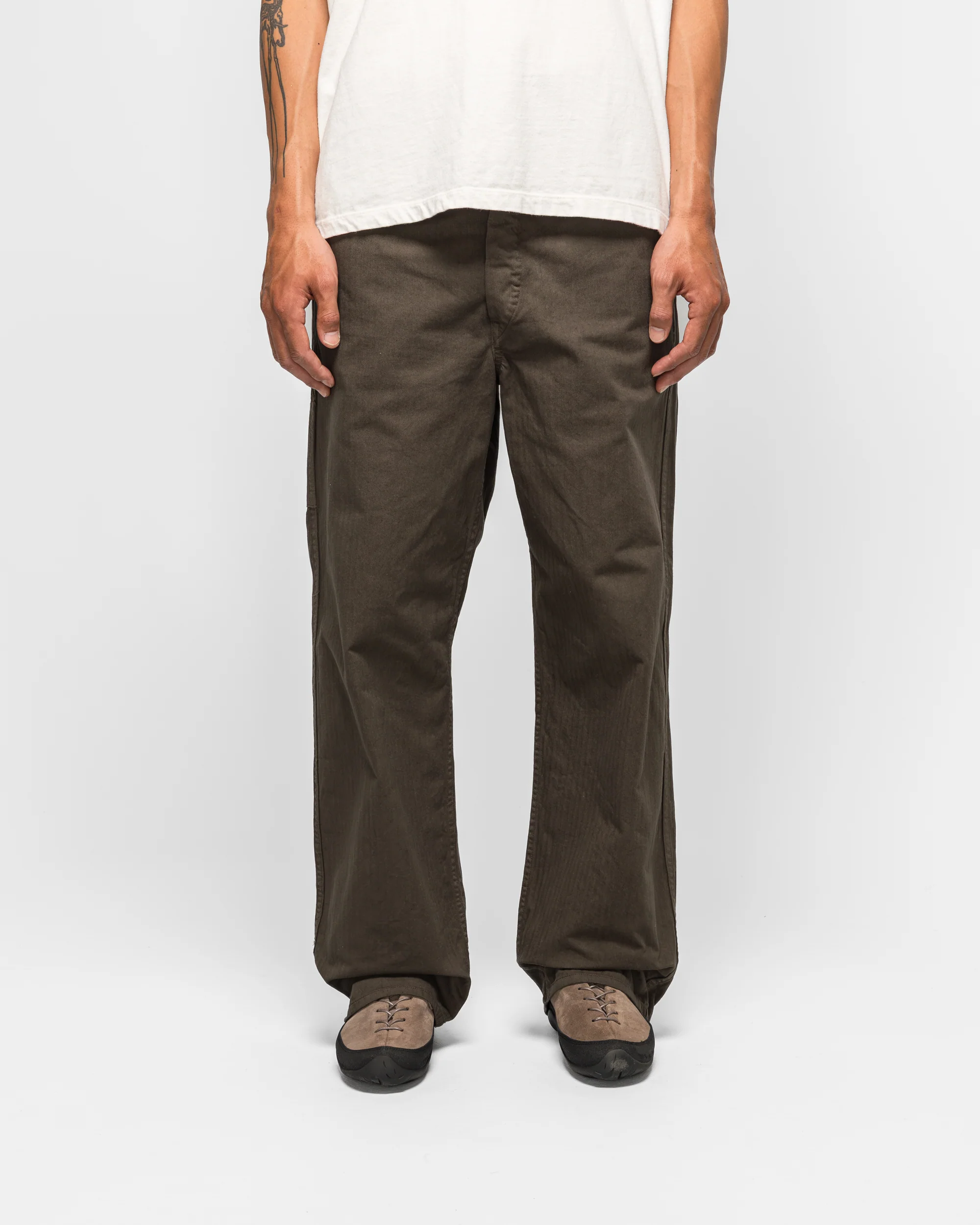 Wide Fit French Work Pants - Coffee Brown - Image 2