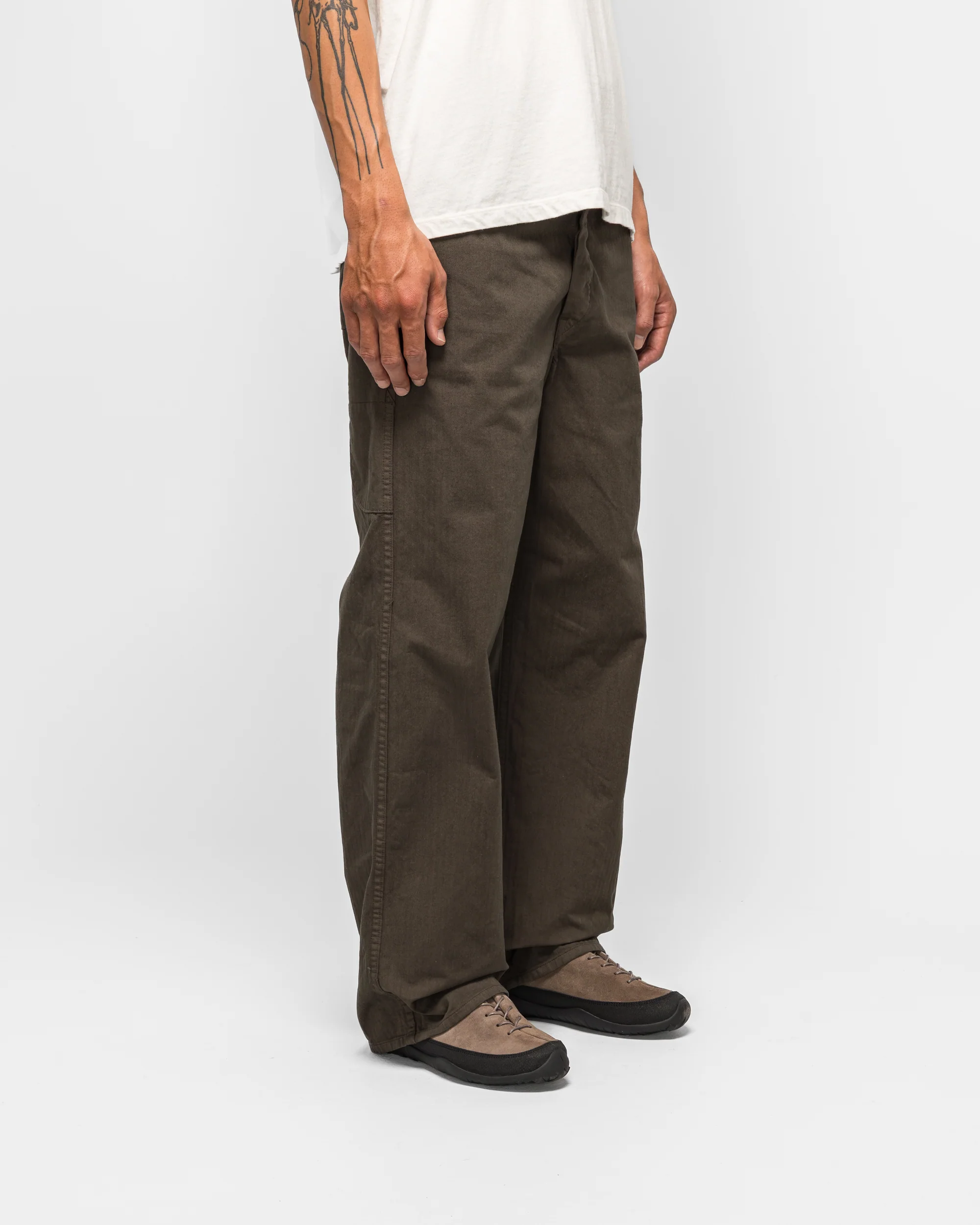 Wide Fit French Work Pants - Coffee Brown - Image 3