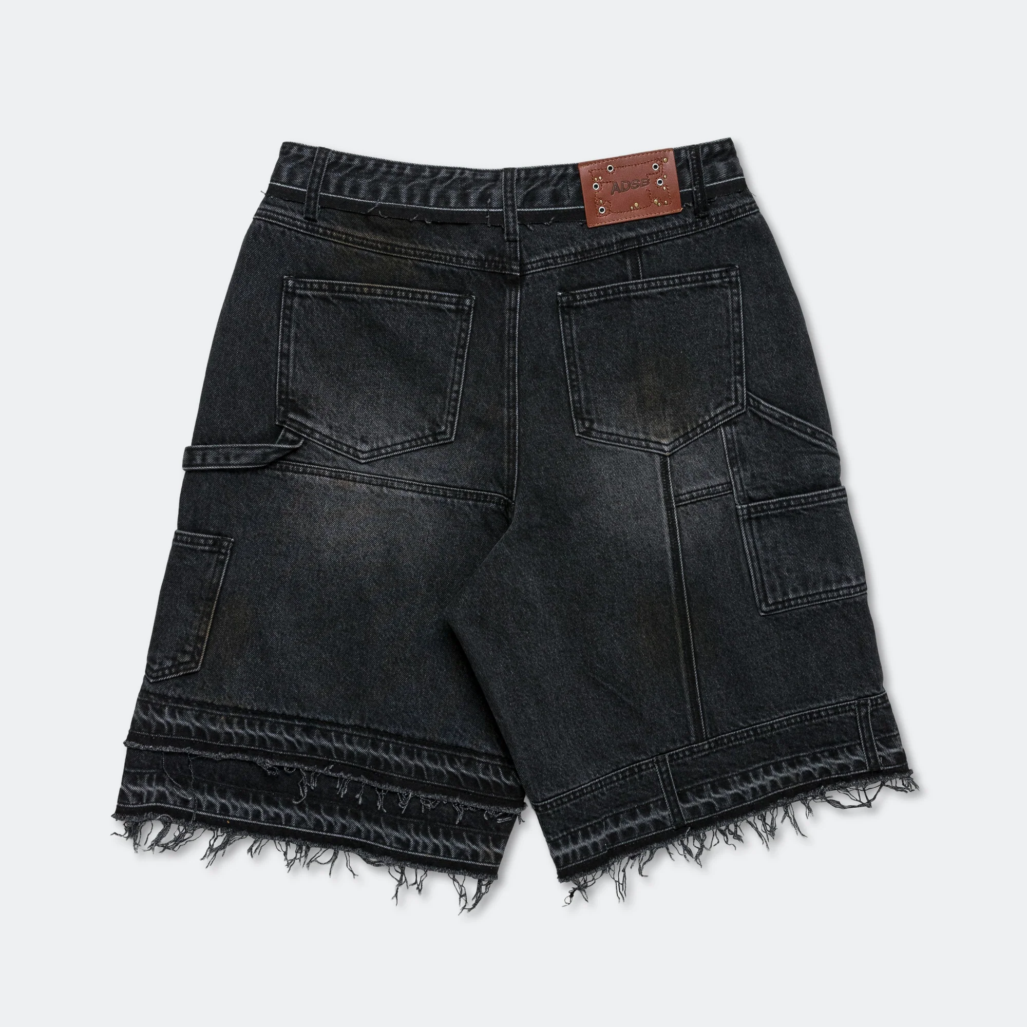 Patchwork Denim Shorts - Black - Image 2