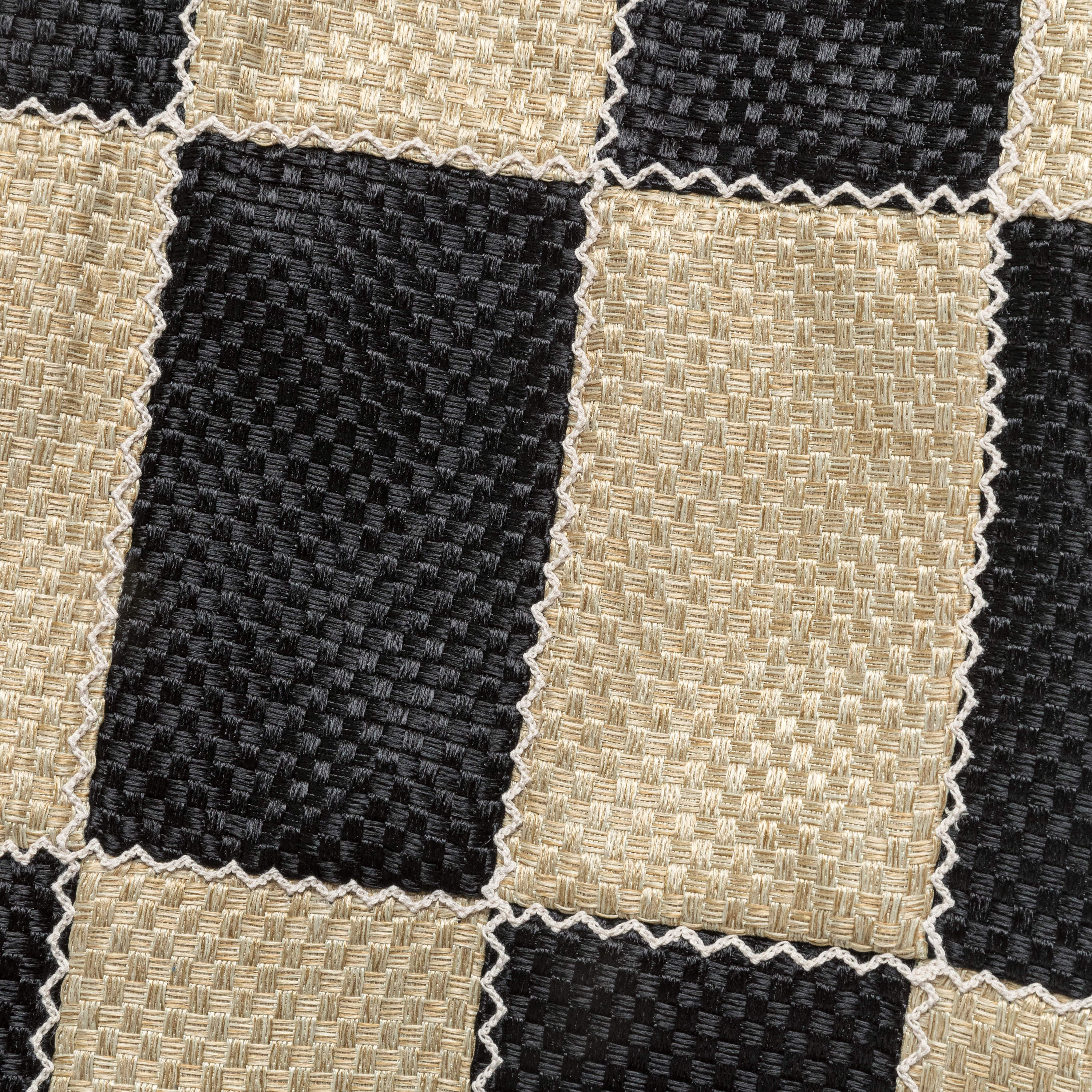 Patchwork Open Collar SS Shirt - Black/Beige - Image 5